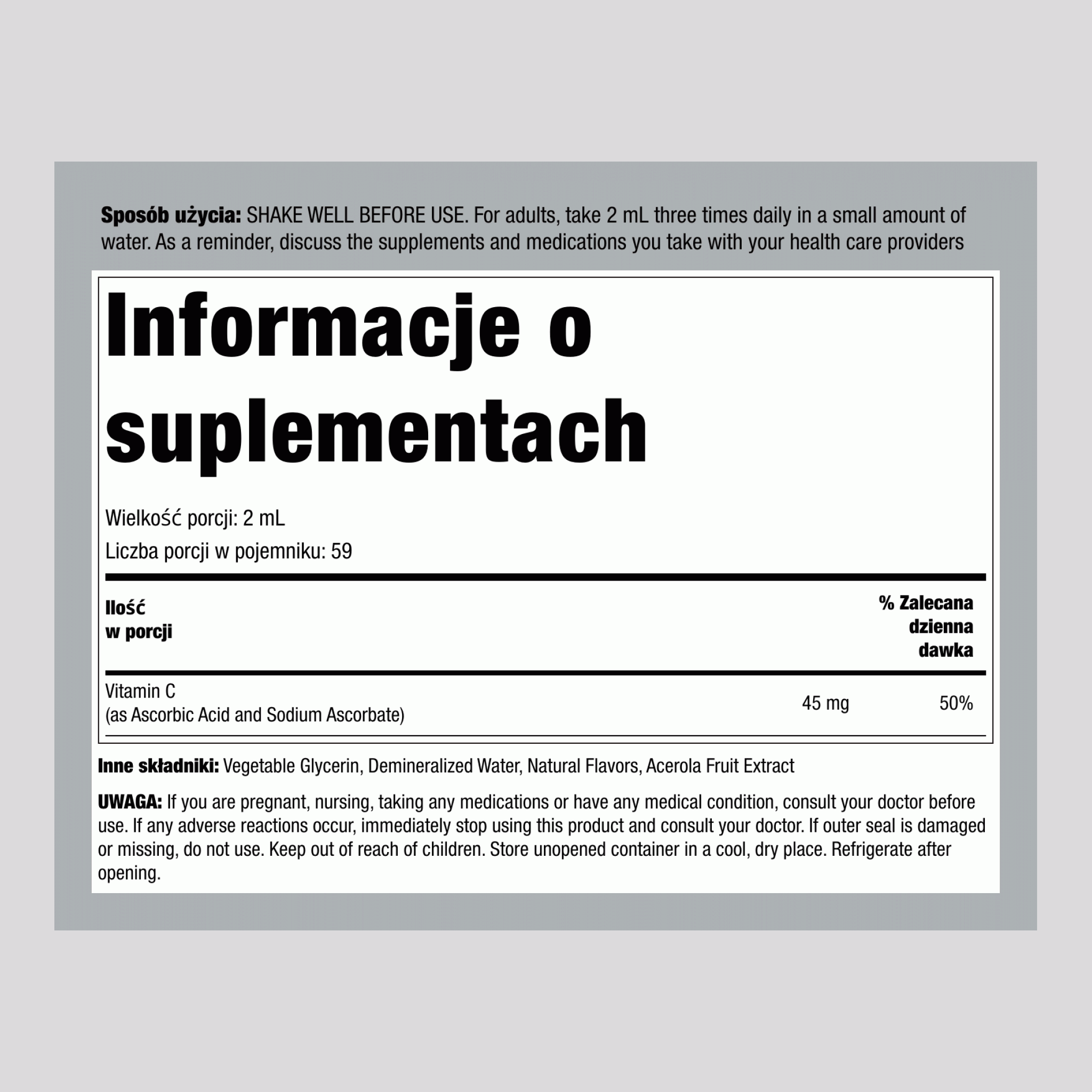 Płynna witamina C (Naturalny pomarańcz)