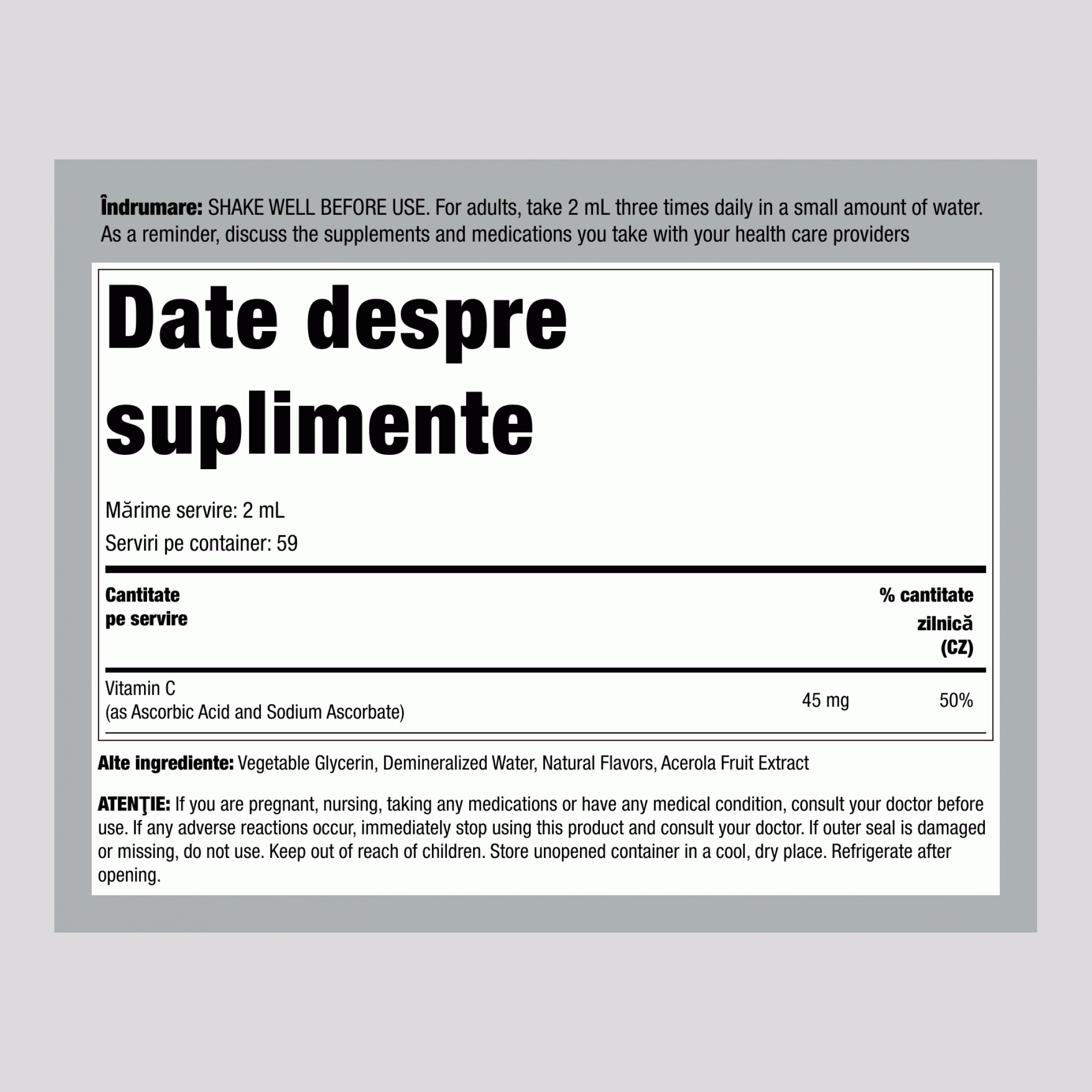 Vitamina C lichidă (portocală naturală)