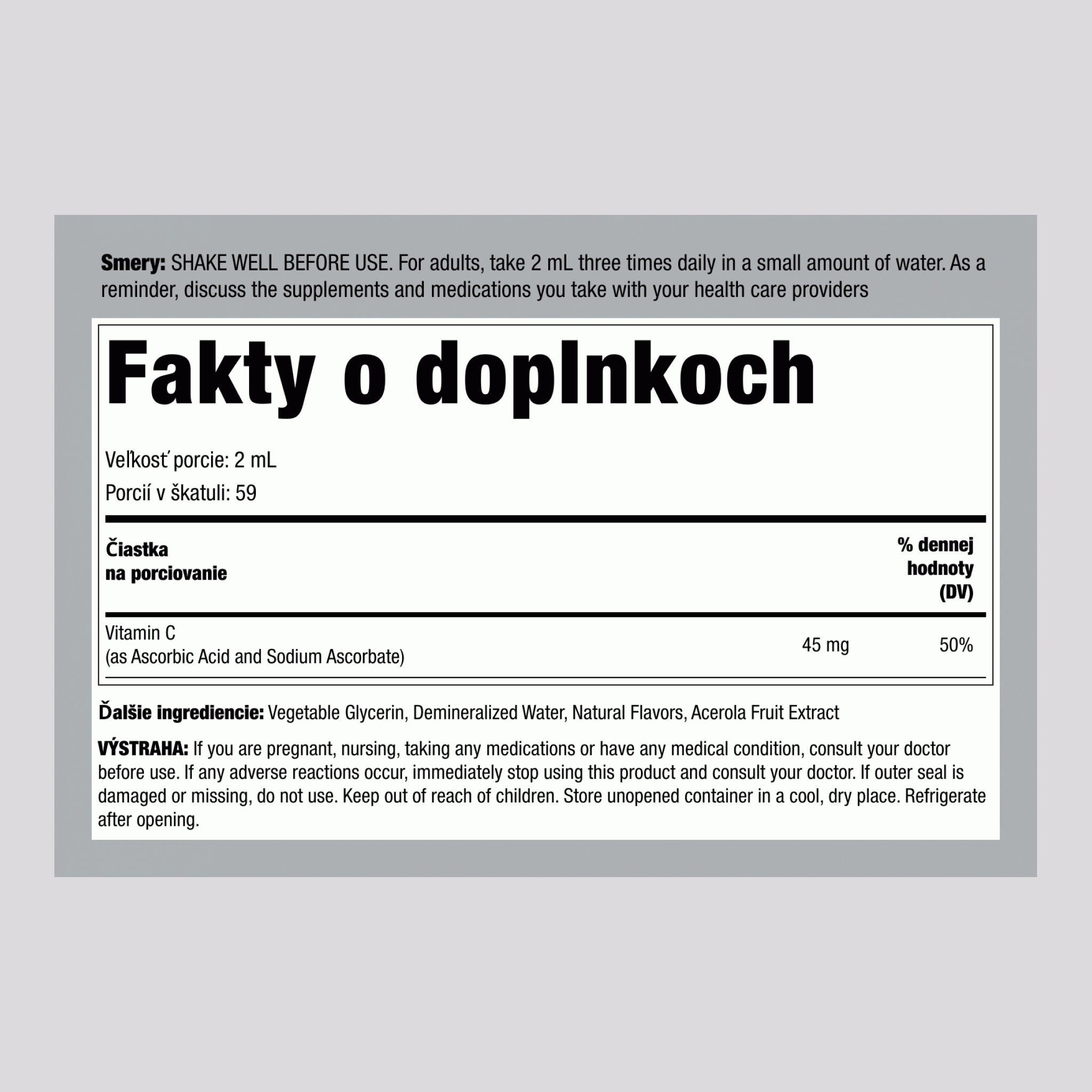 Tekutý vitamín C (prírodný pomaranč)