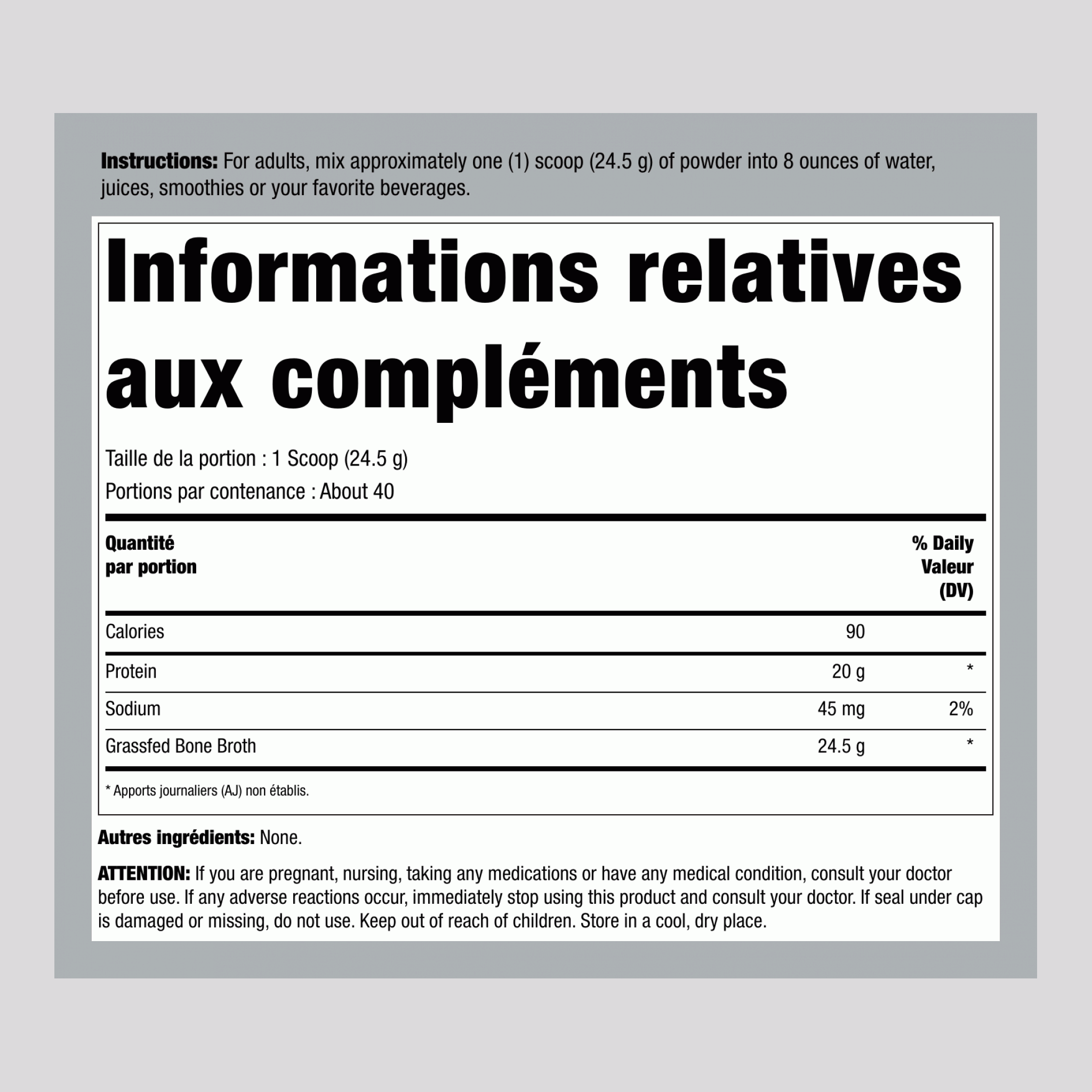 Bouillon d'os nourri à l'herbe