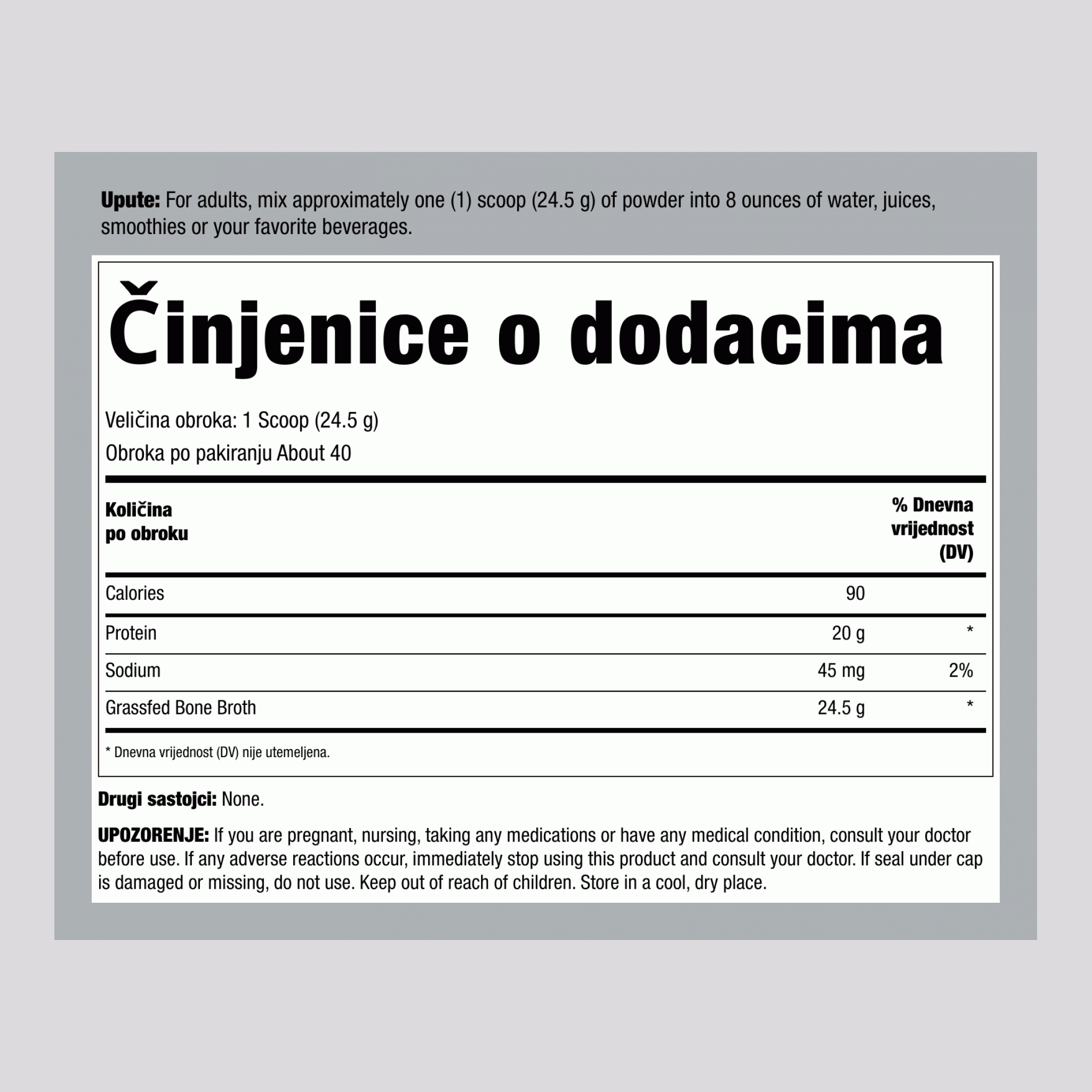 Temeljac od kosti goveda hranjenog travom