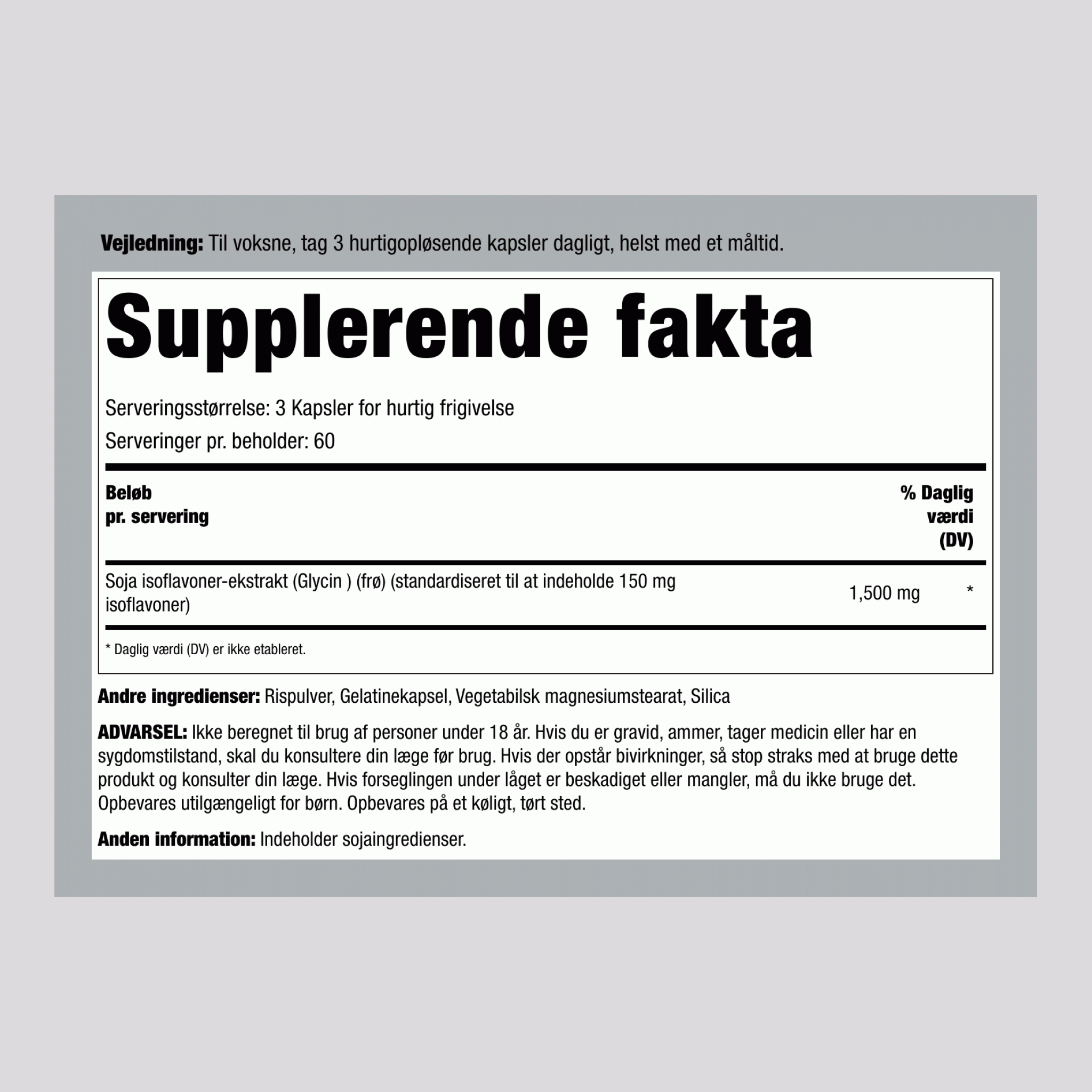 Soja Isoflavoner Ekstrakt, 1500 mg (per portion), 200 Hurtigfrigørende Kapsler