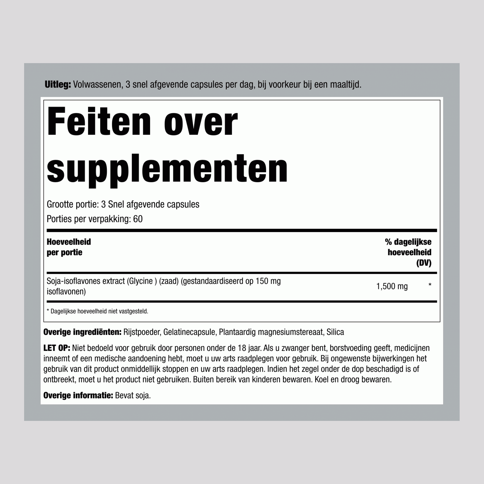 Soja Isoflavonen Extract, 1500 mg (per portie), 200 Snelle Vrijgave Capsules