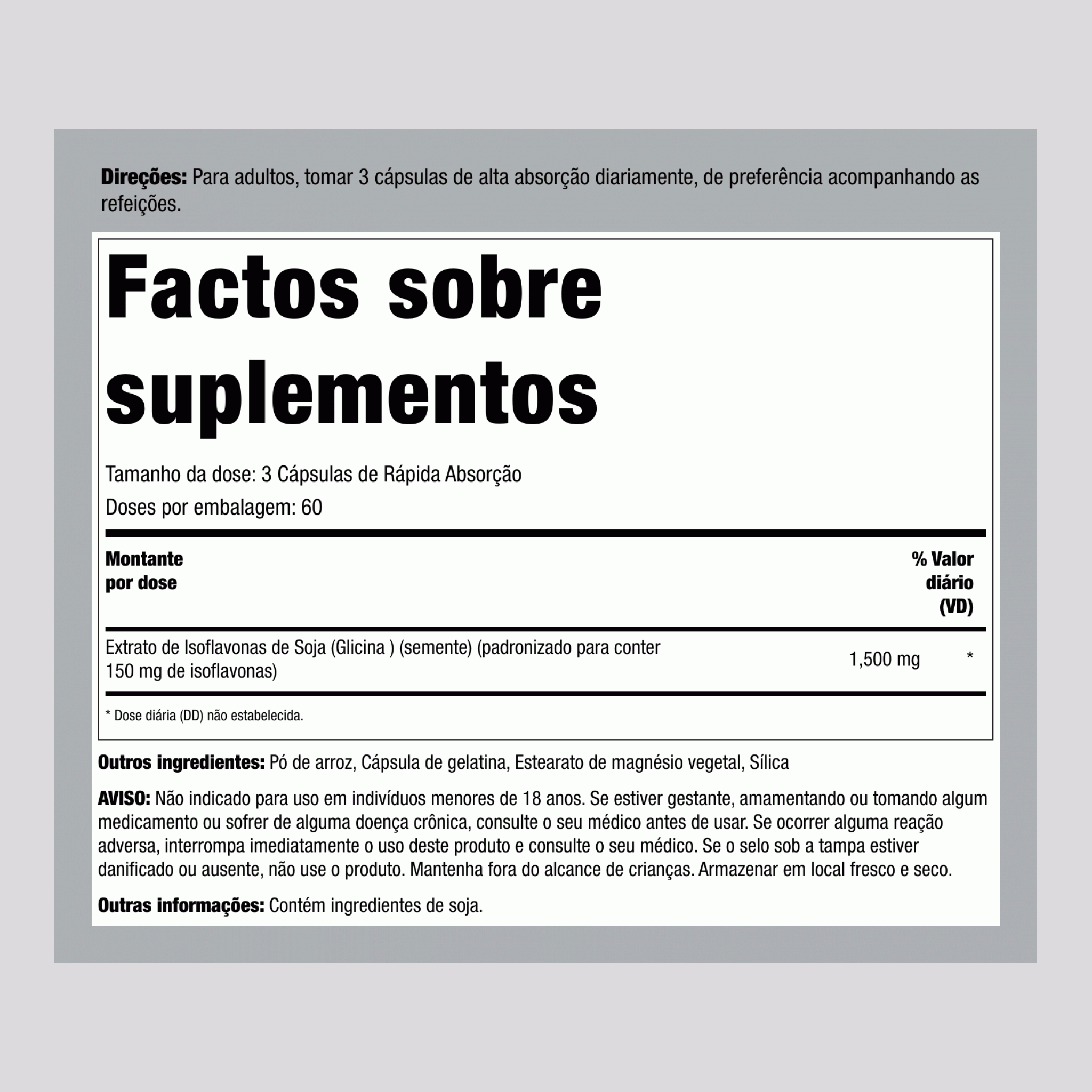 Extrato de Isoflavonas de Soja, 1500 mg (por porção), 200 Cápsulas de Liberação Rápida