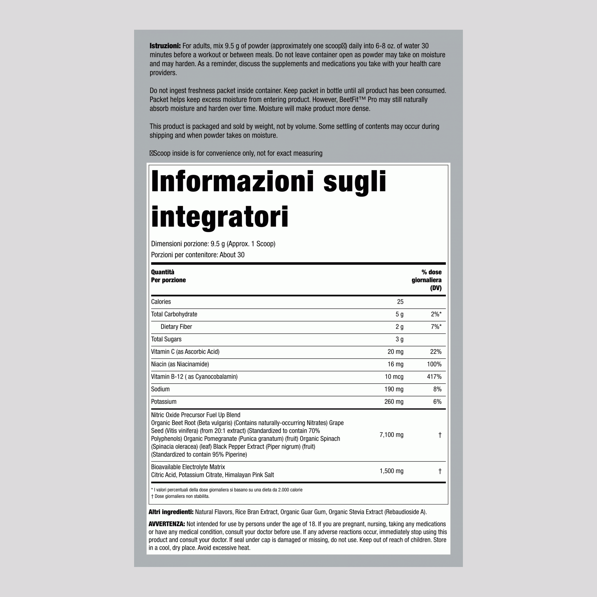 Ossido nitrico Max con radice di barbabietola