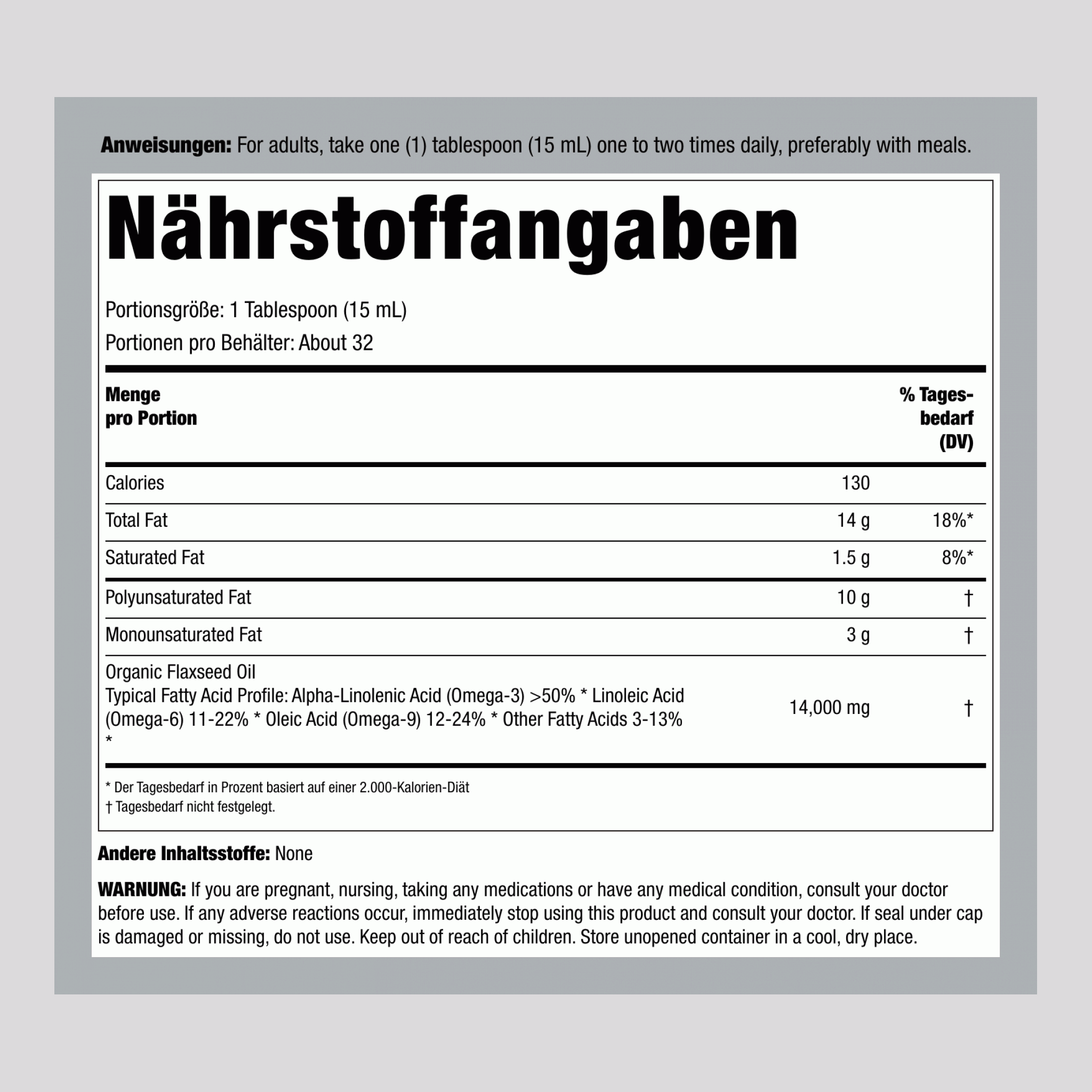 Total Omega 3-6-9 Vegan (Bio), 473 ml Flasche