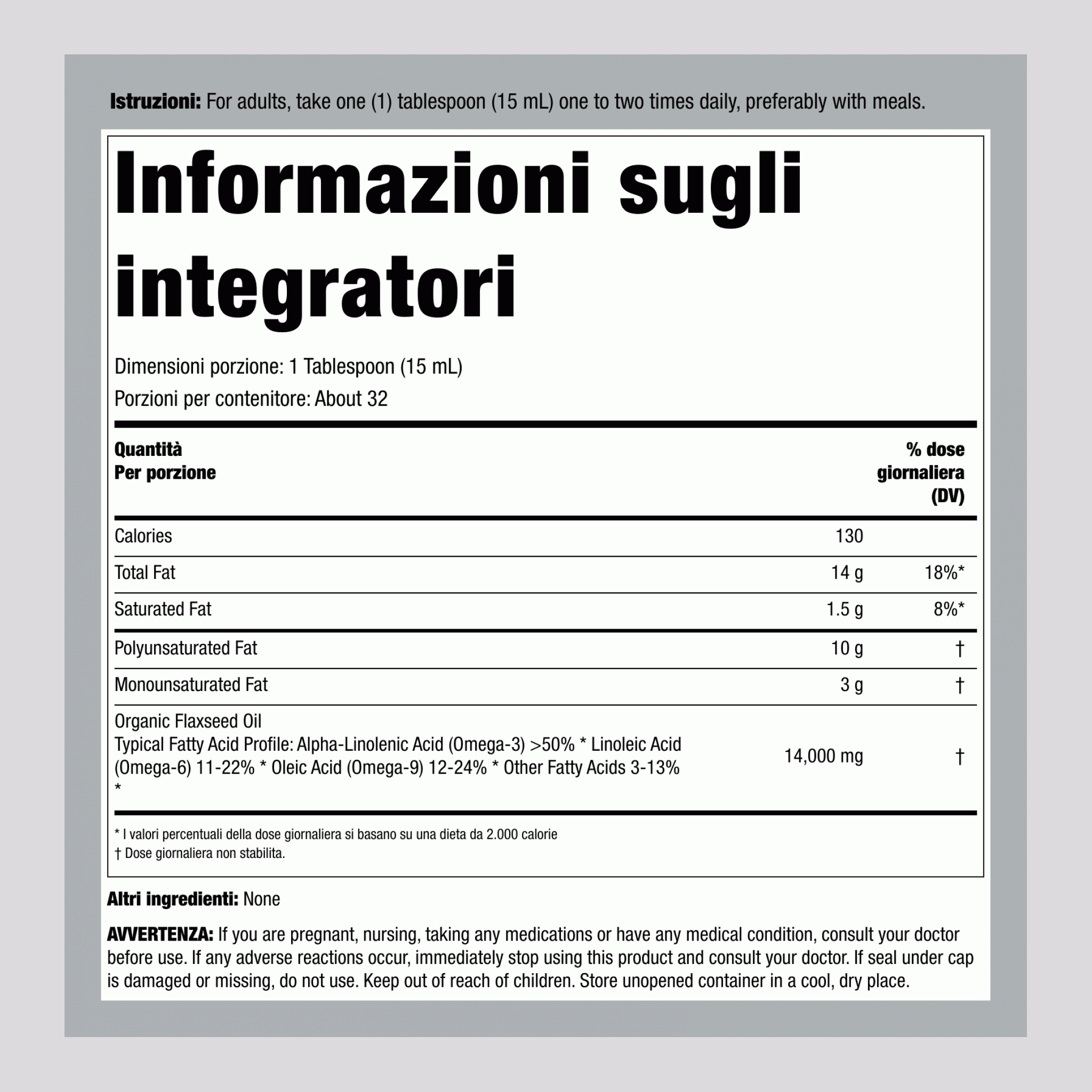 Omega 3-6-9 Totale Vegano (Biologico), Bottiglia da 16 fl oz (473 mL)