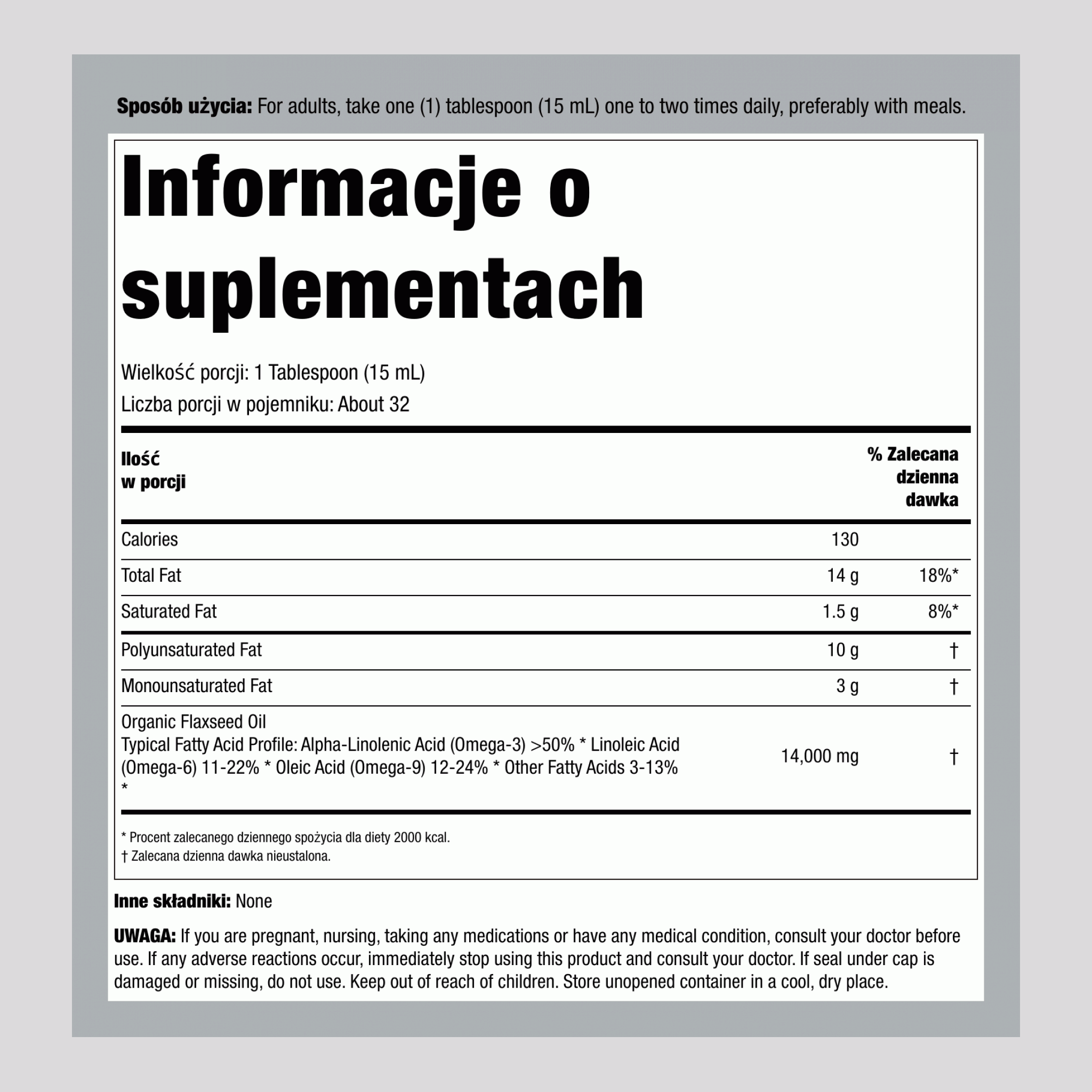 Całkowite Omega 3-6-9 wegańskie (organiczne), butelka 16 fl oz (473 mL)