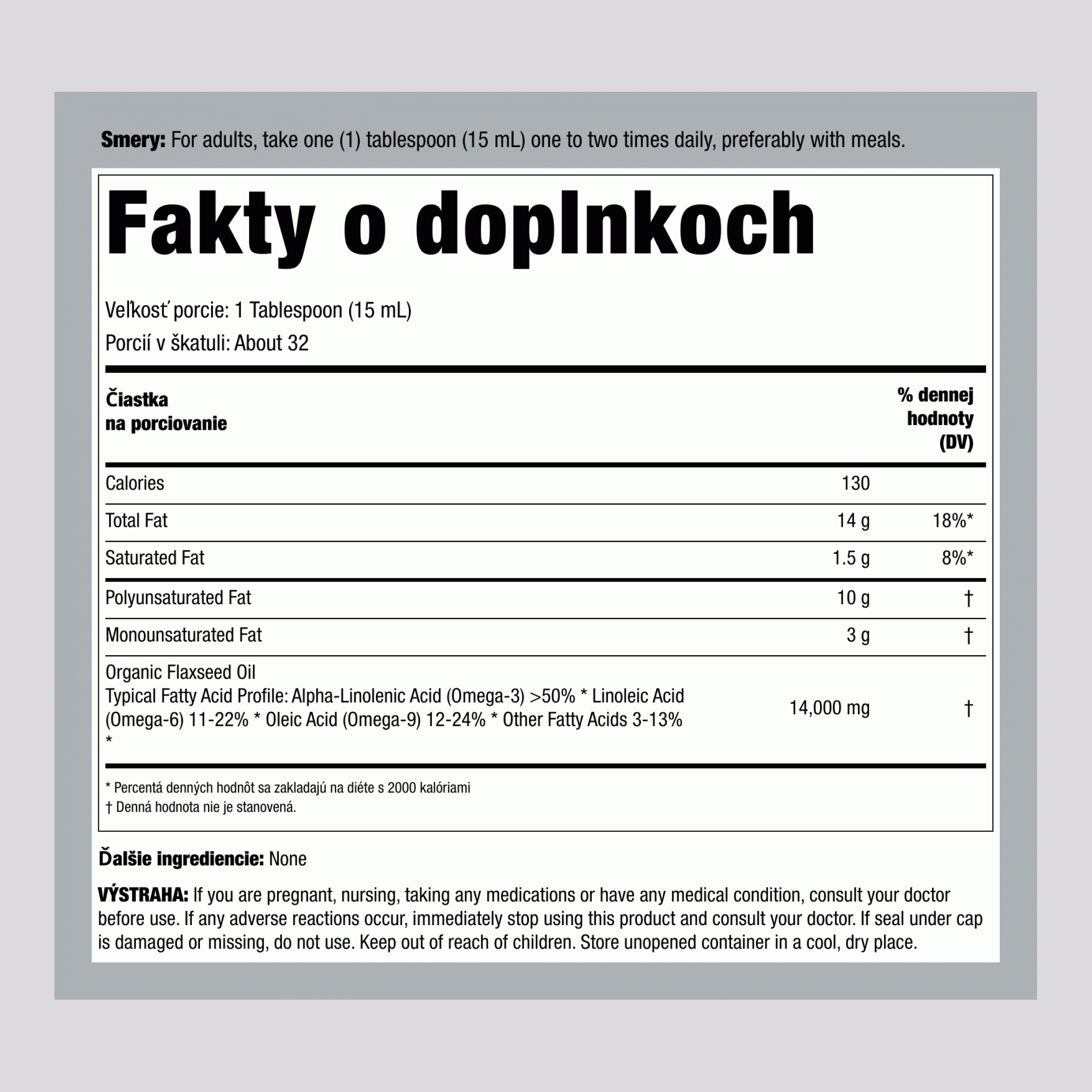 Komplex Omega 3-6-9 Vegánsky (Organický), 473 ml Fľaša