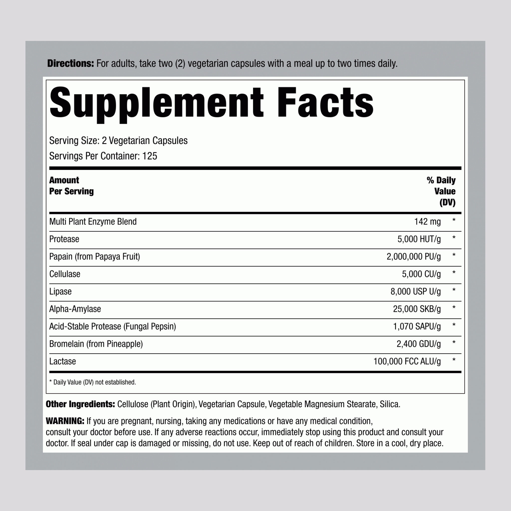 植物酶，250 粒素食膠囊