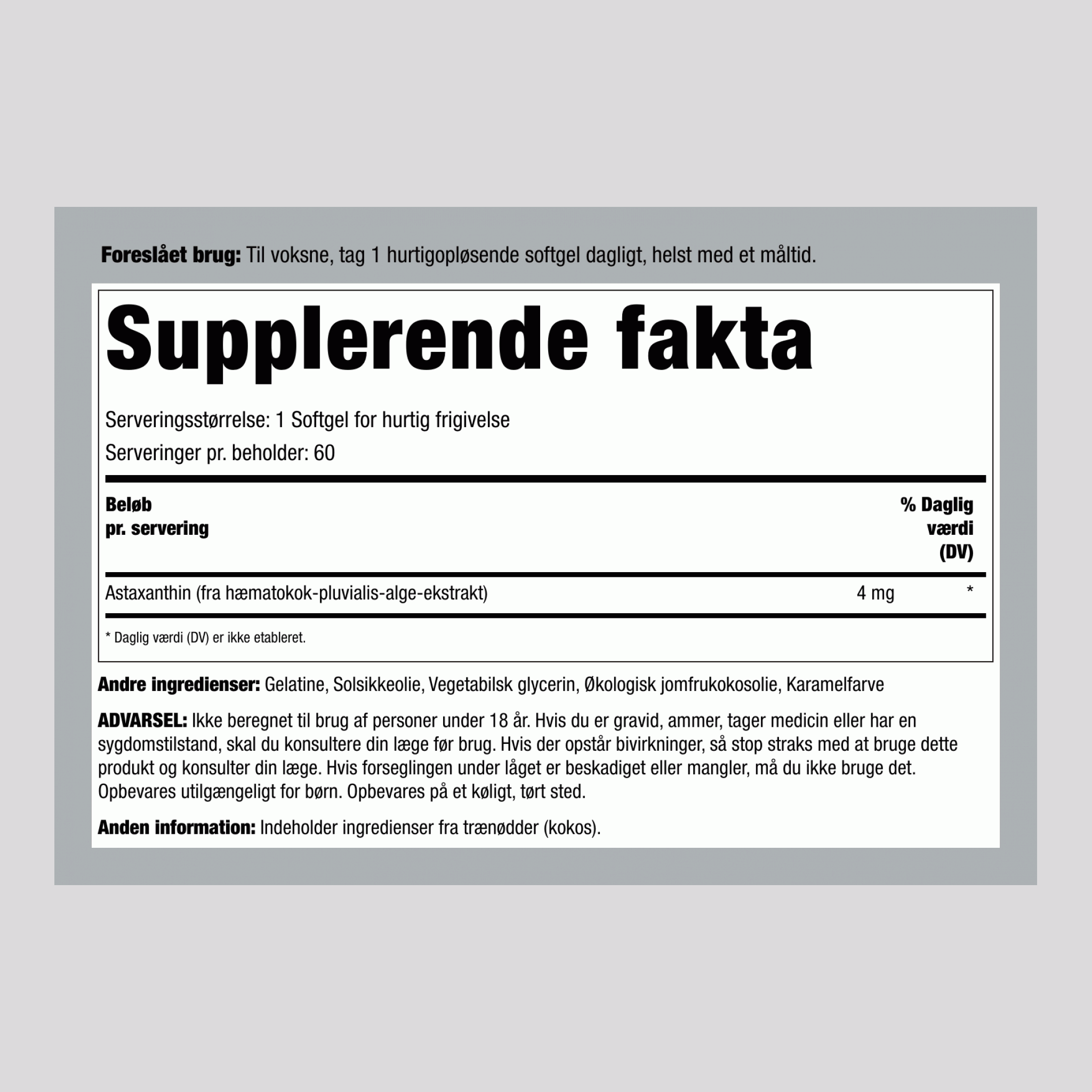 Astaxanthin med Kokosolie, 4 mg, 150 Softgels