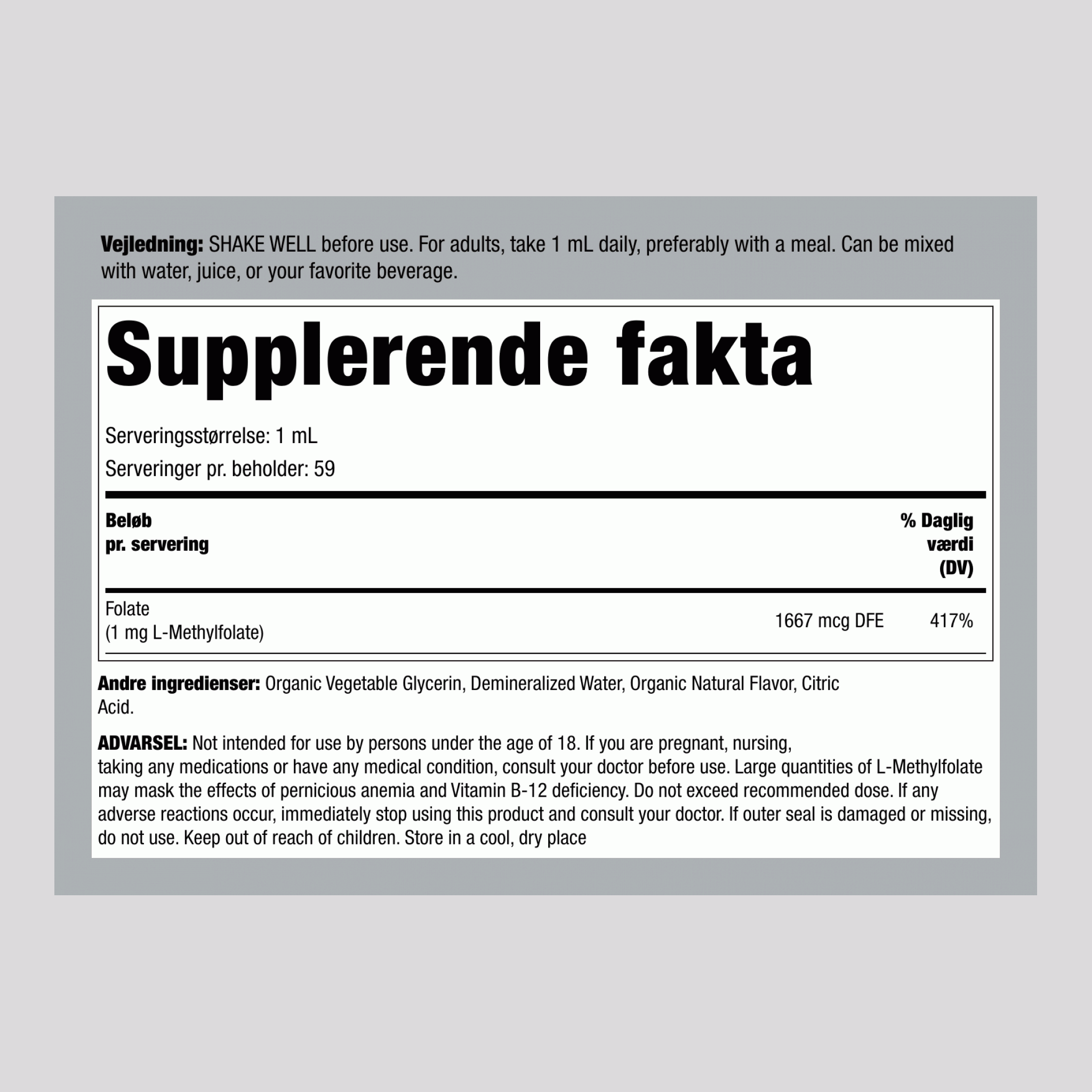 L-Methylfolat, 2 fl oz (59 mL) Dråbeflaske