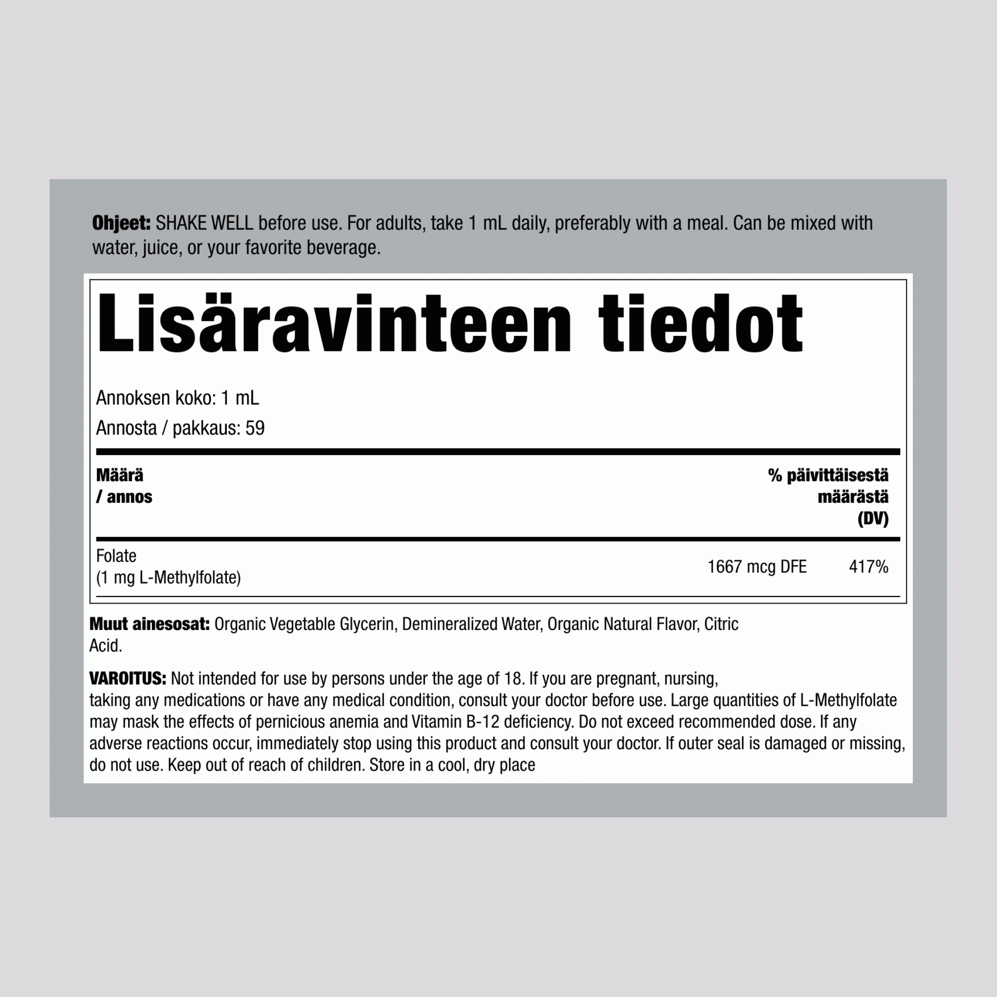 L-Metyylifolaatti, 2 fl oz (59 ml) Tipapullo