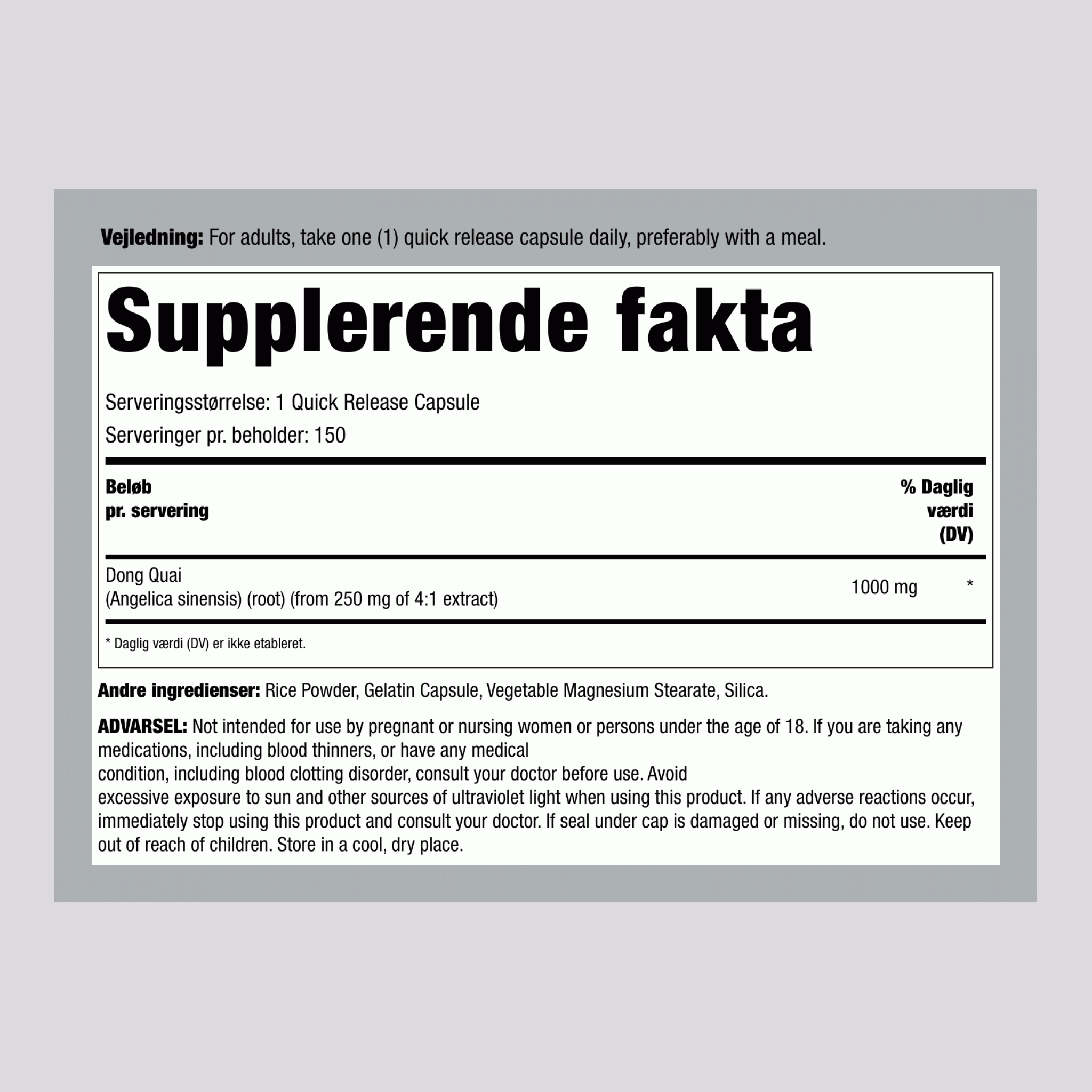 Dong Quai, 1000 mg, 150 hurtigudløsningskapsler