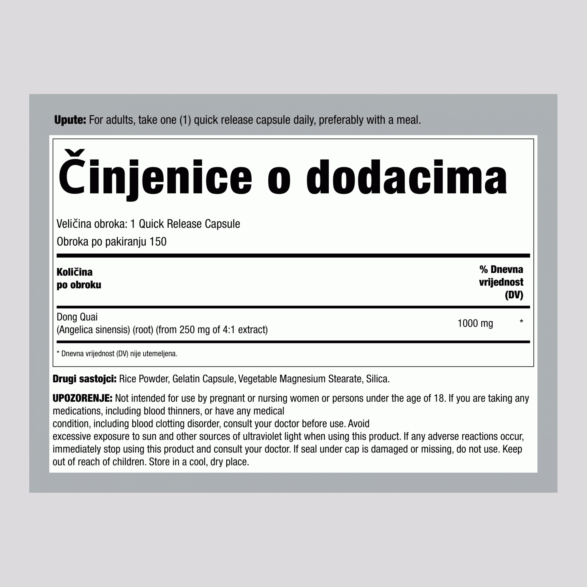 Dong Quai, 1000 mg, 150 kapsula s brzim oslobađanjem