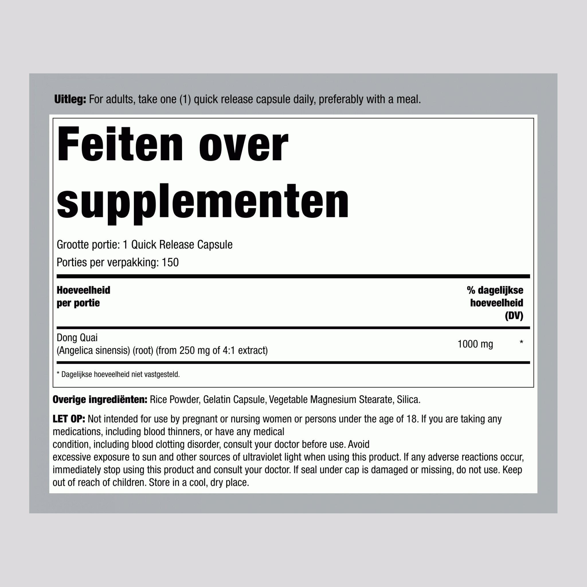 Dong Quai, 1000 mg, 150 snelle afgifte capsules