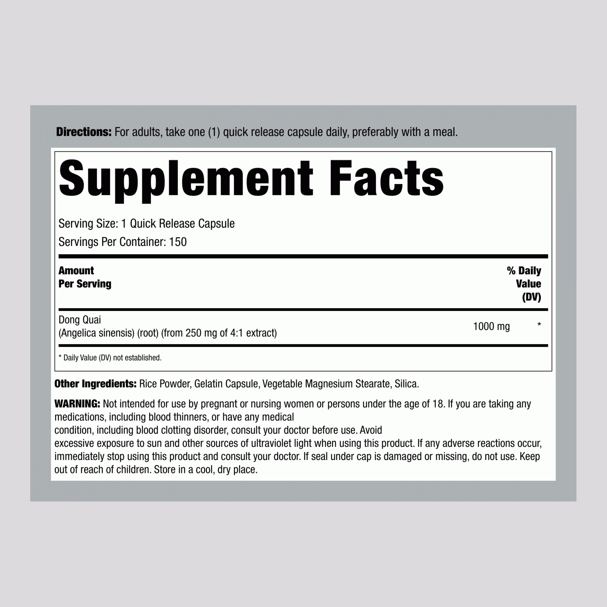 當歸，1000 毫克，150 粒快速釋放膠囊