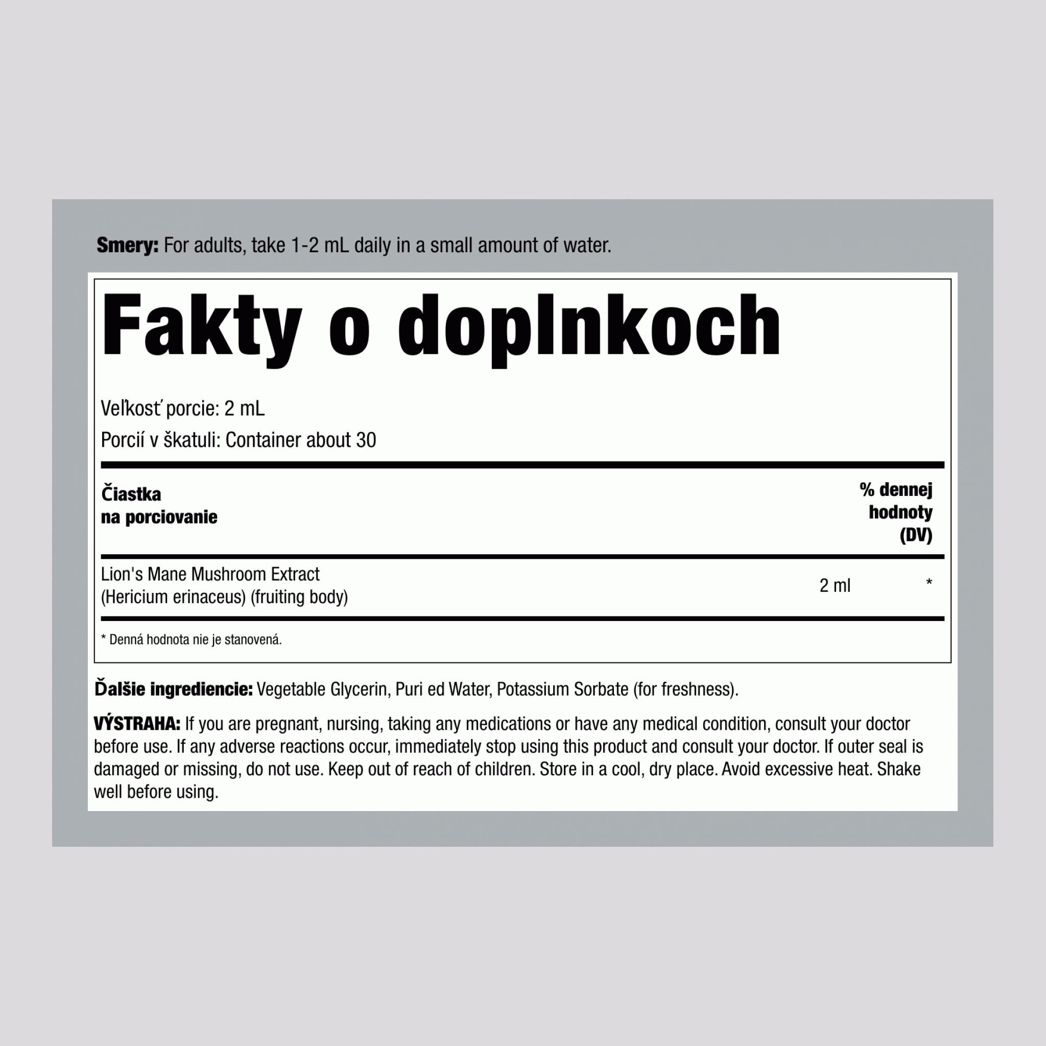 Tekutý extrakt z Lion's Mane, 2 fl oz (59 mL) fľaša s kvapkadlom