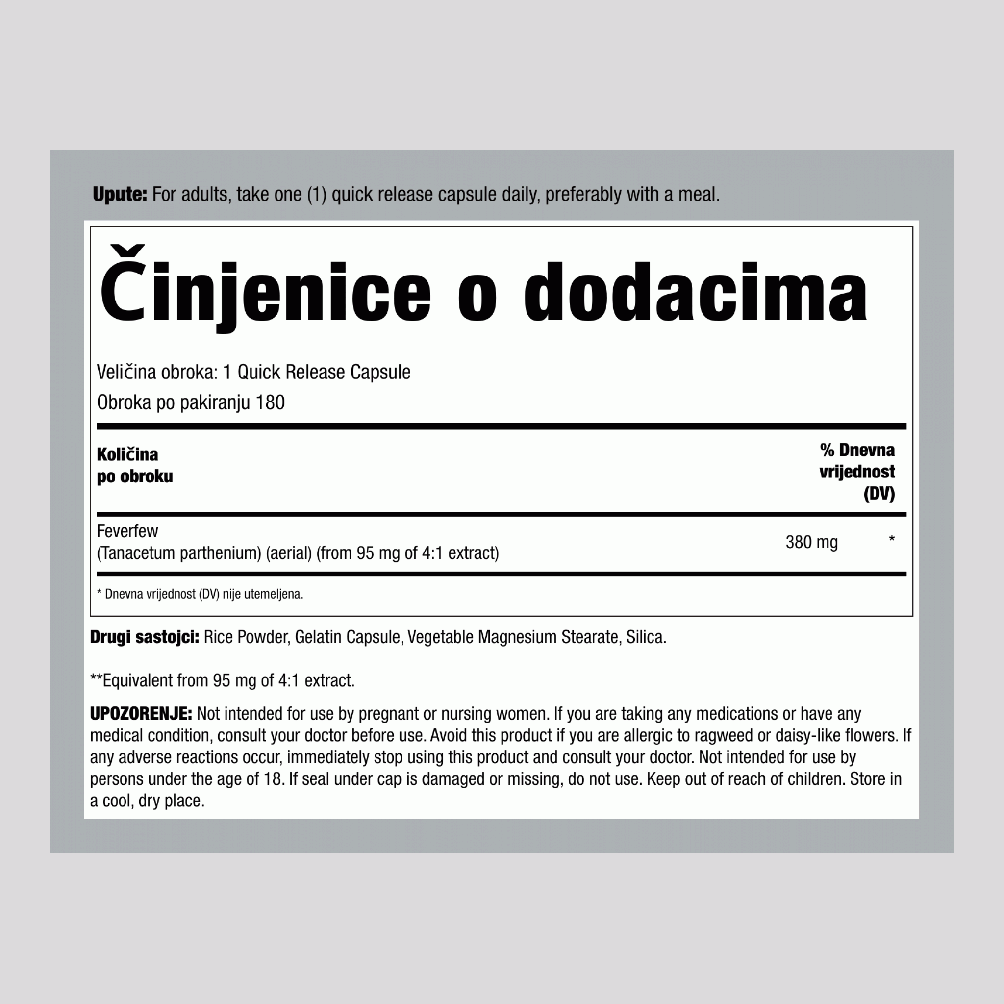 Pejotač, 380 mg, 180 kapsula s brzim otpuštanjem