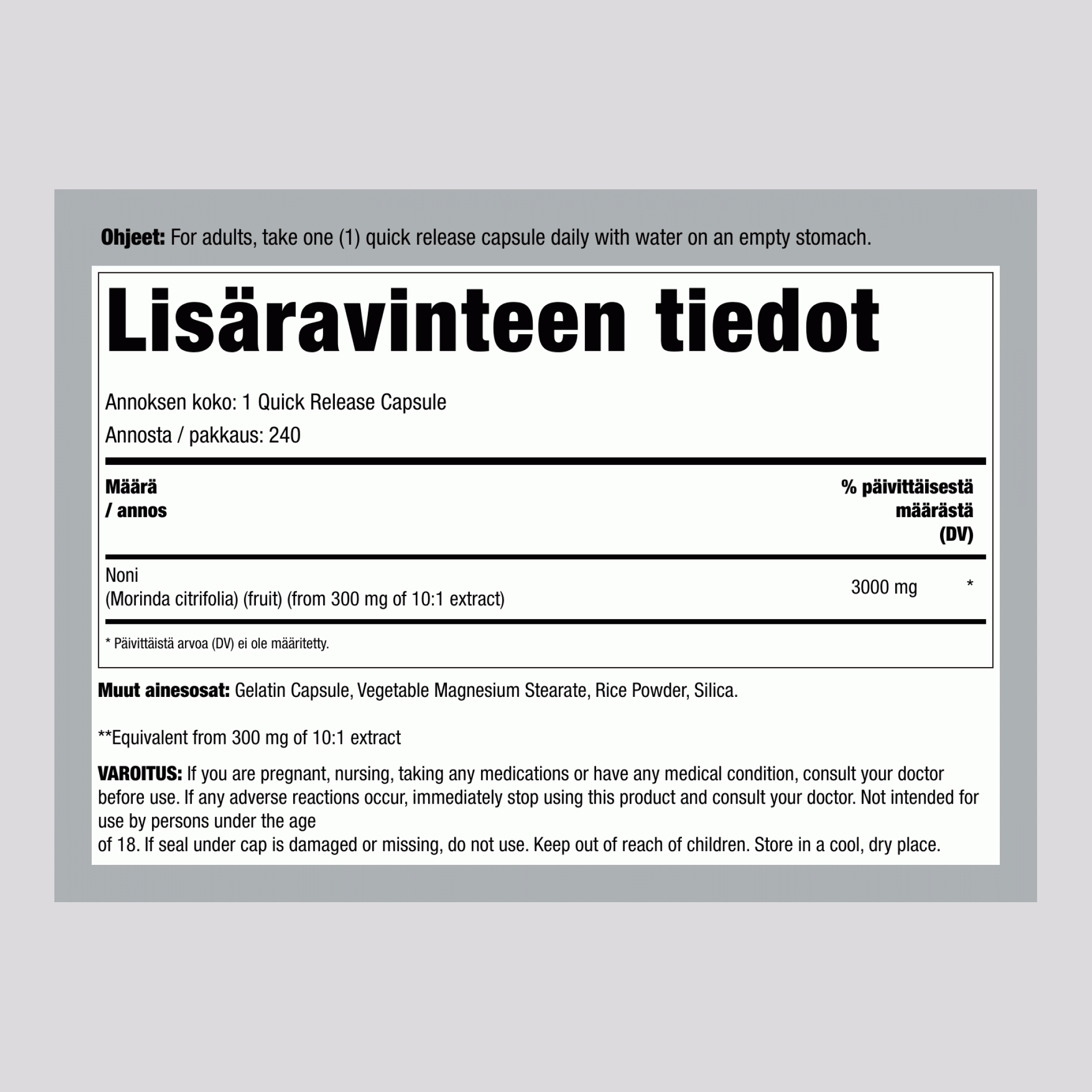 Noni, 3000 mg, 240 Quick Release Capsules