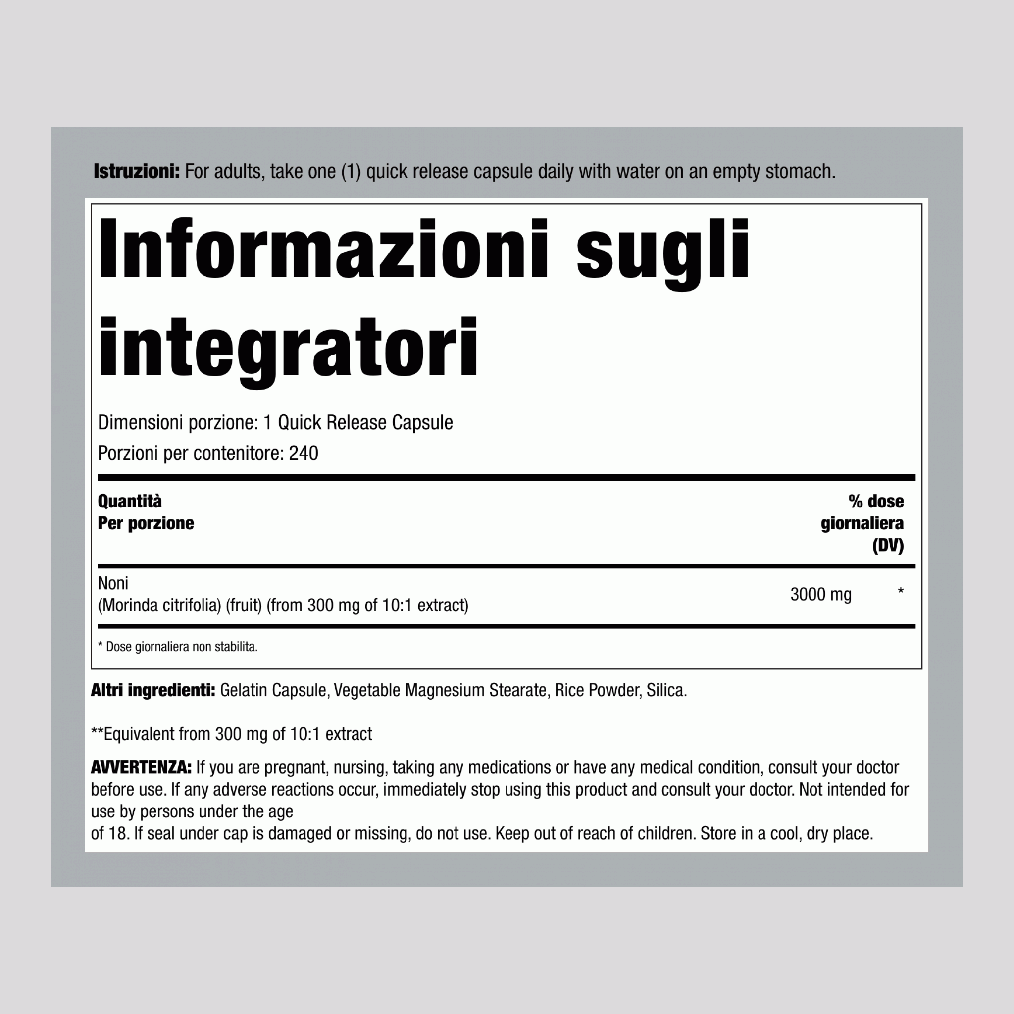 Noni, 3000 mg, 240 Quick Release Capsules
