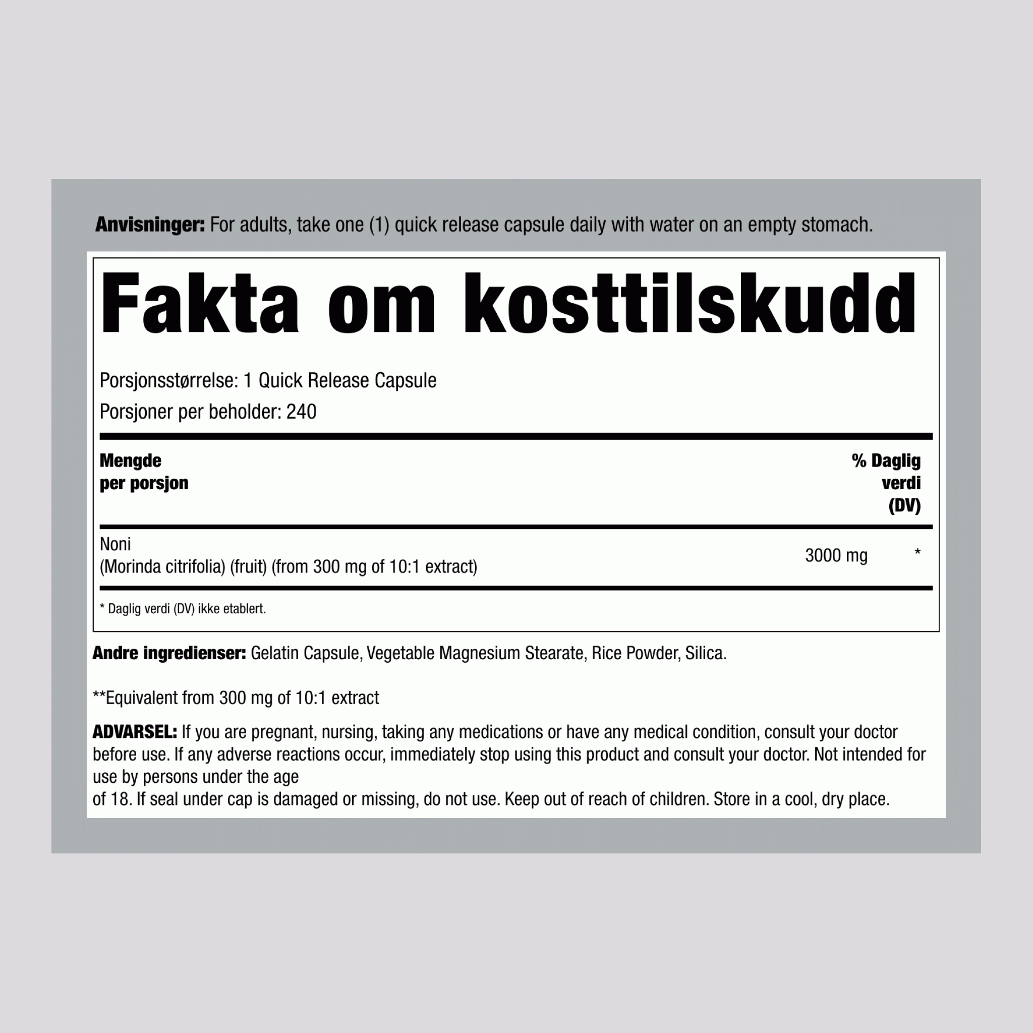 Noni, 3000 mg, 240 Quick Release Capsules