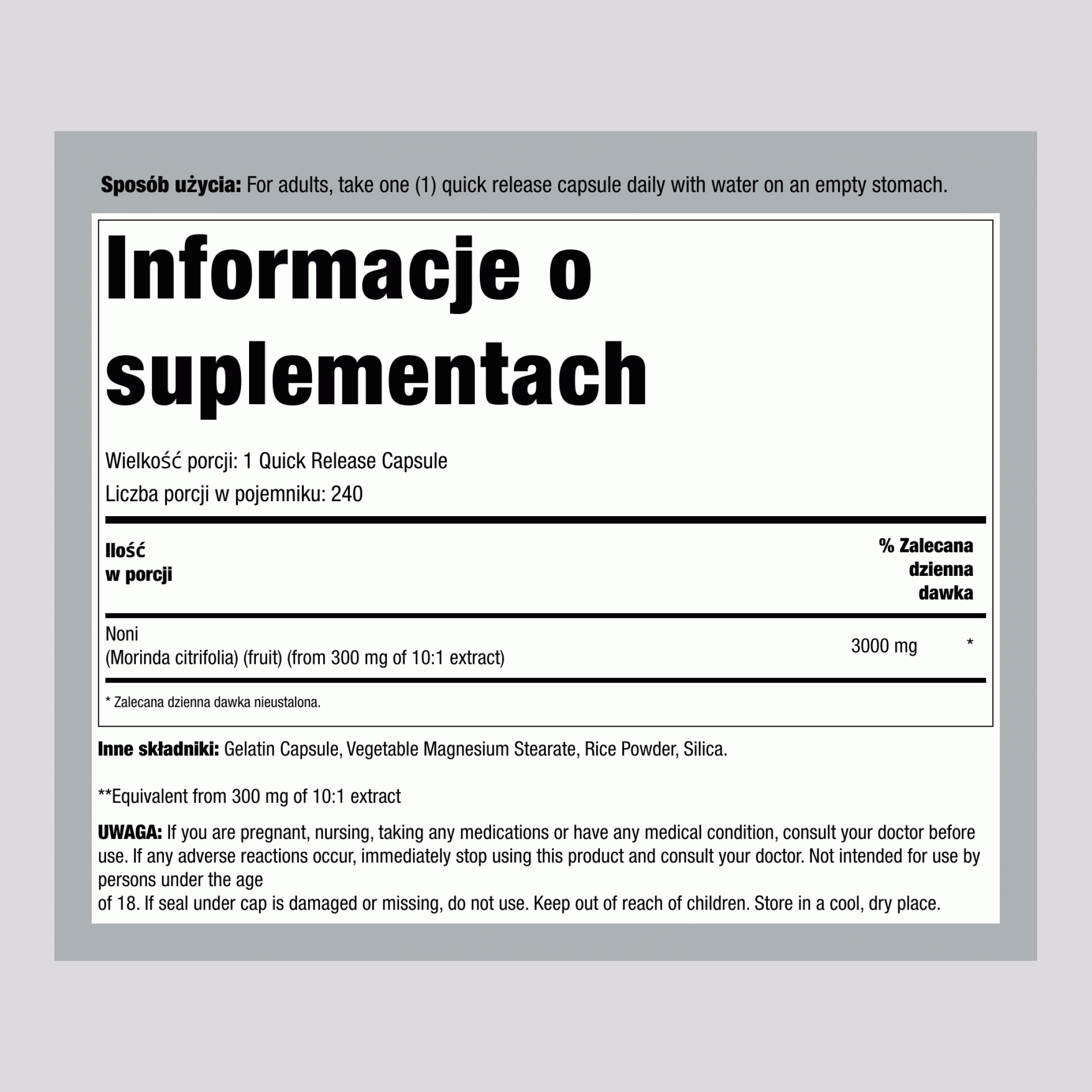 Noni, 3000 mg, 240 Quick Release Capsules