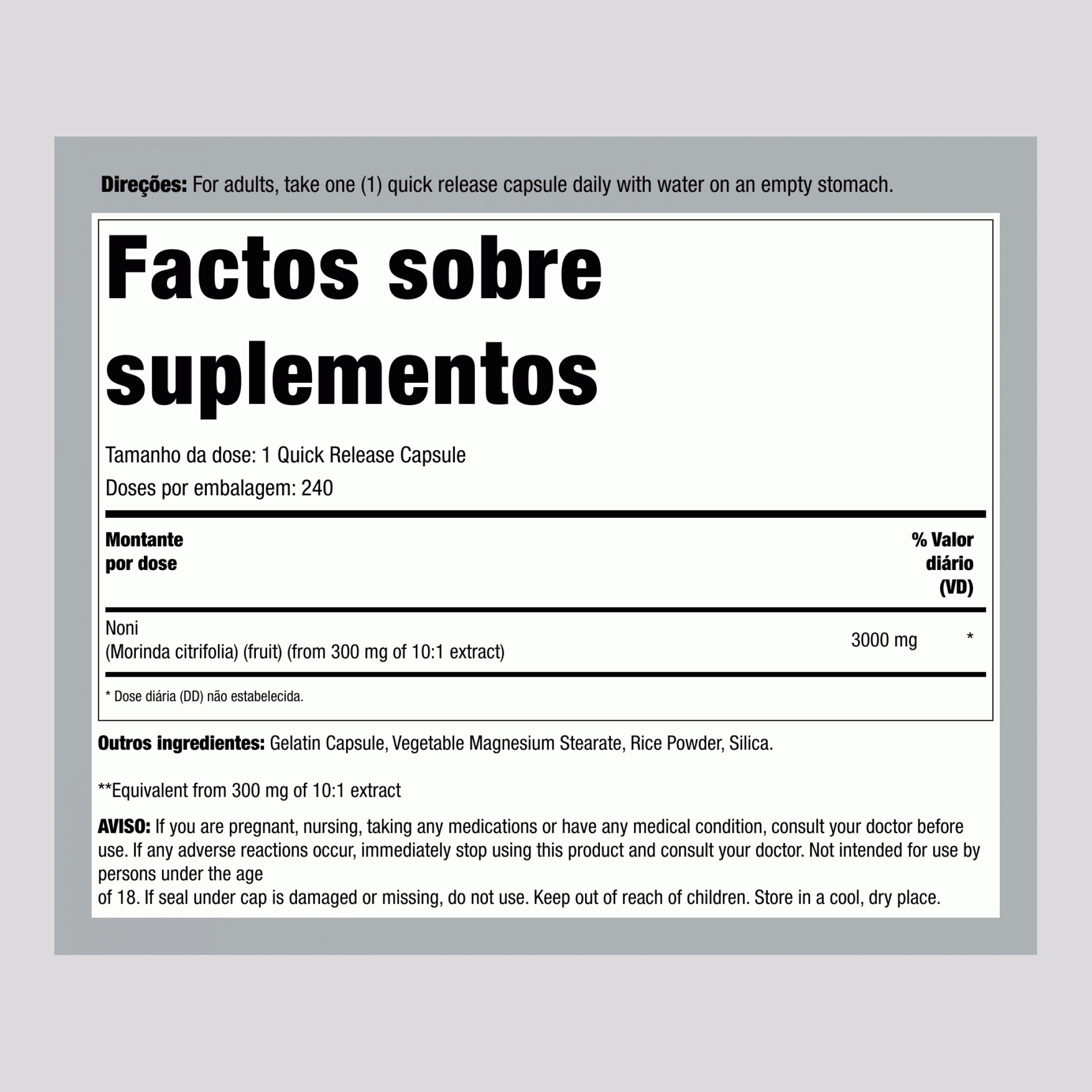 Noni, 3000 mg, 240 Quick Release Capsules