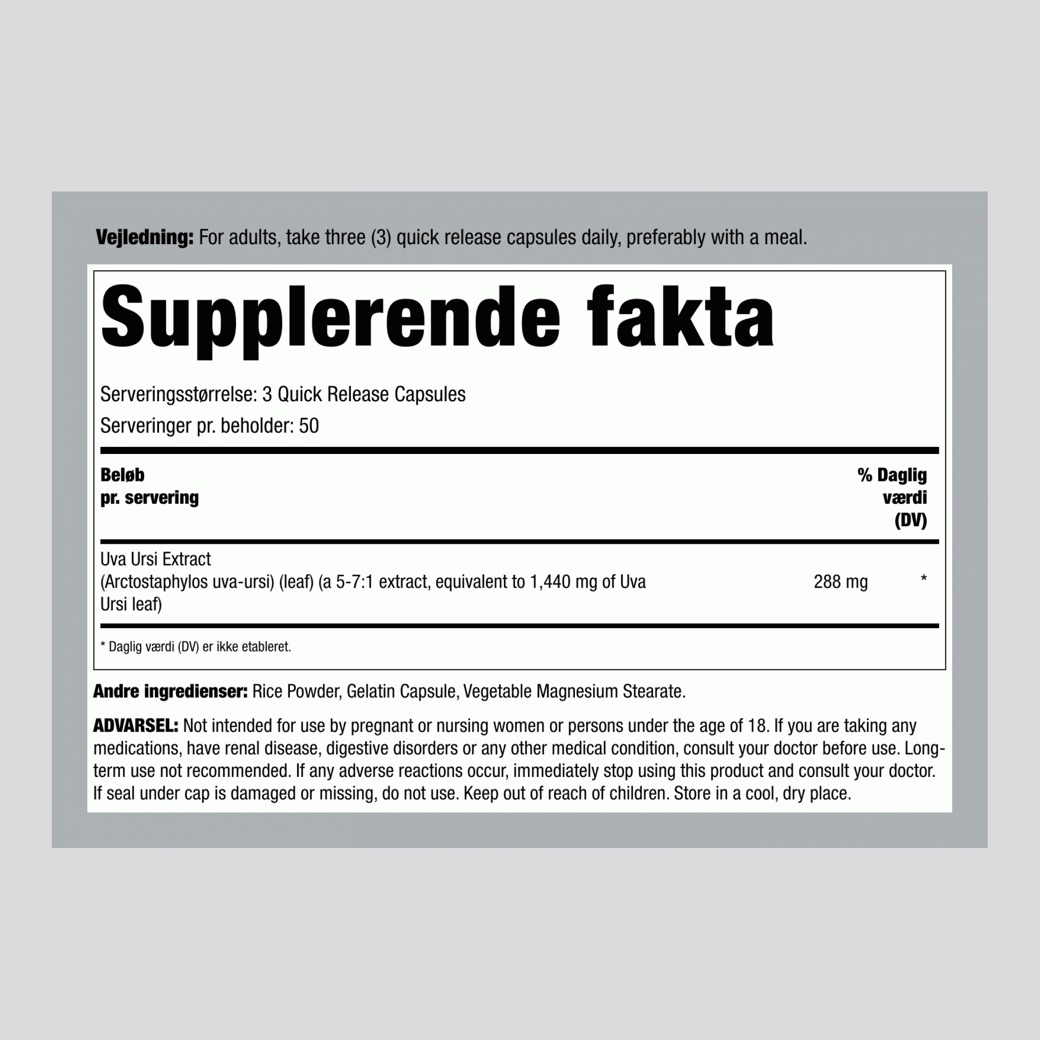 Uva Ursi-blad (Melbær), 1440 mg (pr. portion), 150 hurtigudløsende kapsler