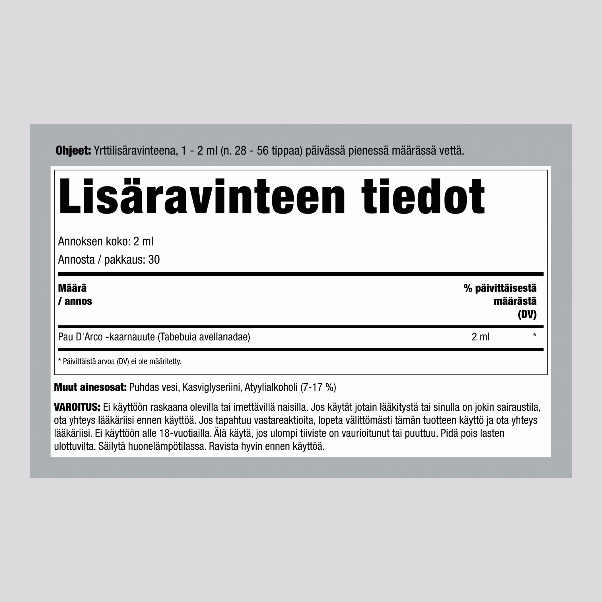 Pau D'Arco nestemäinen uute, 2 fl oz (59 mL) tiputuspullo