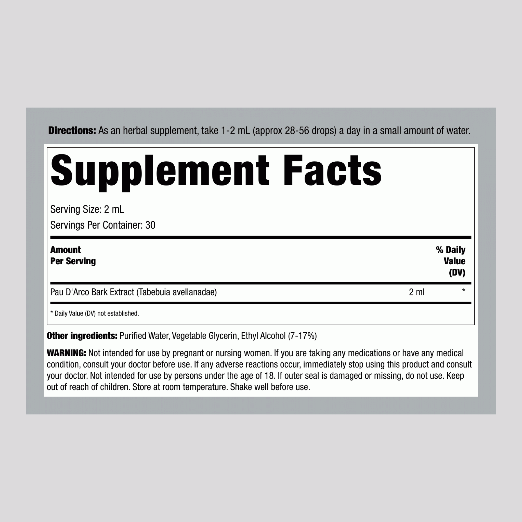 紫拉彼亞樹液體提取物，2 液盎司（59 毫升）滴管瓶