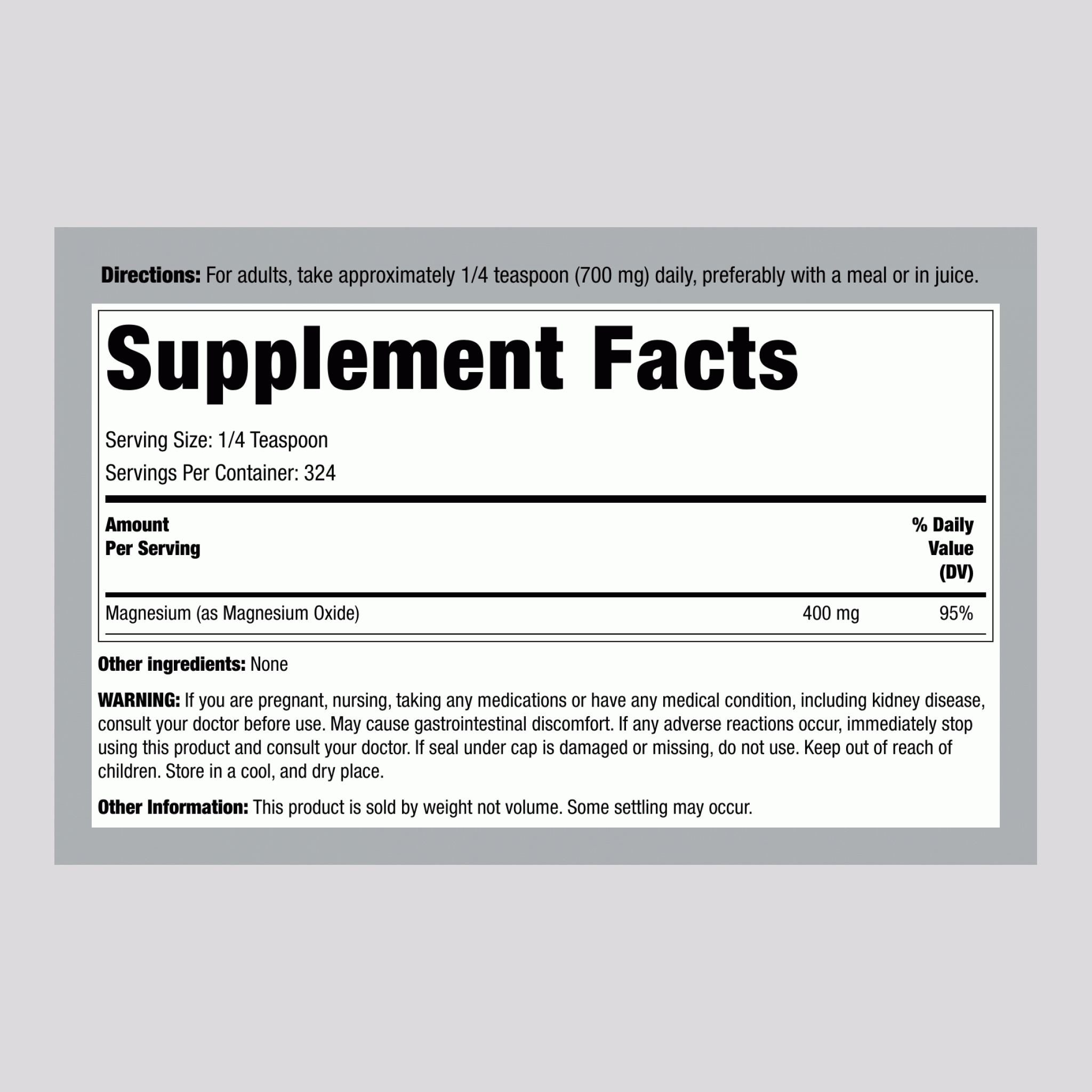 Magnesium Oxide Powder, 8 oz (227 g) Bottle