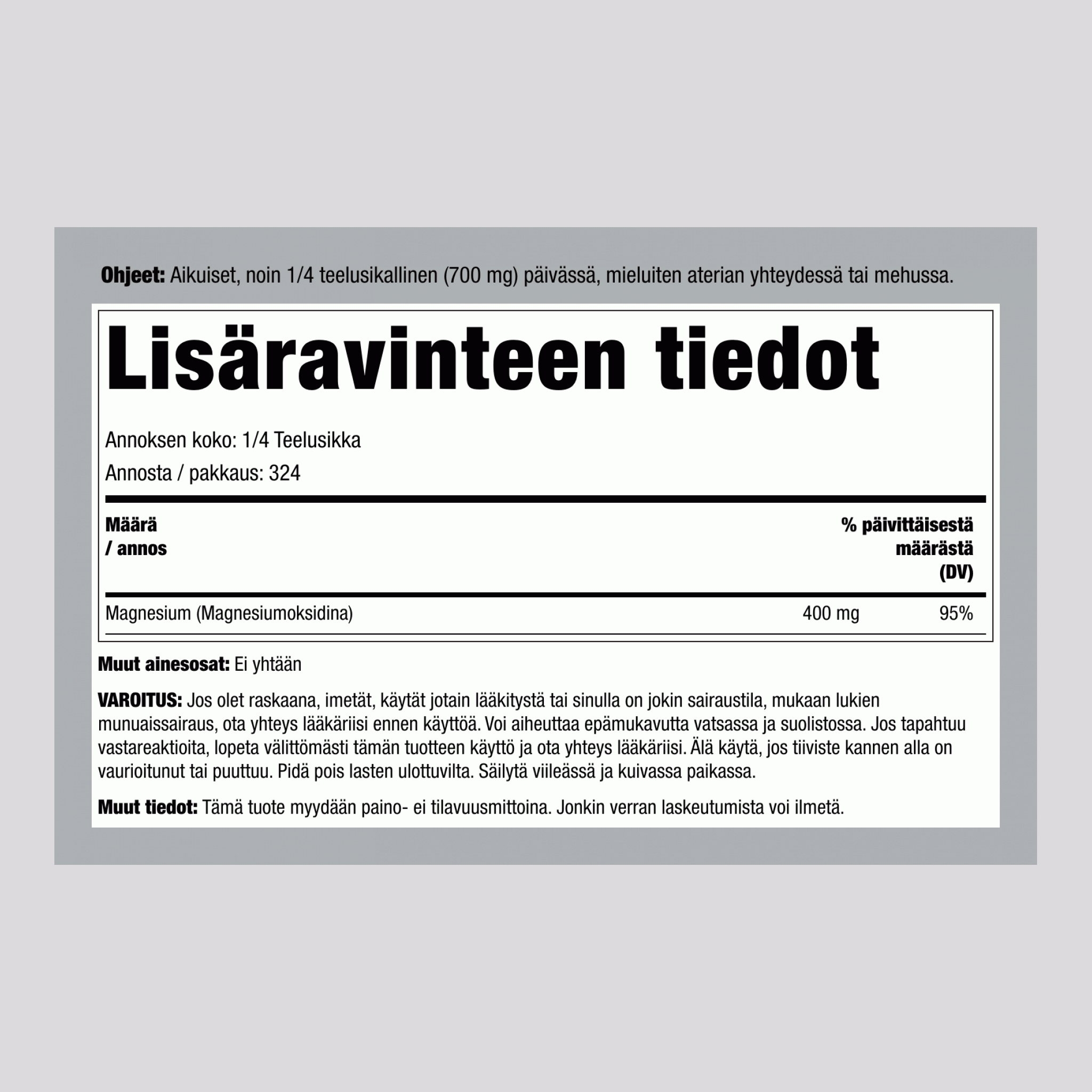 Magnesiumoksidijauhetta, 8 oz (227 g) Pullo