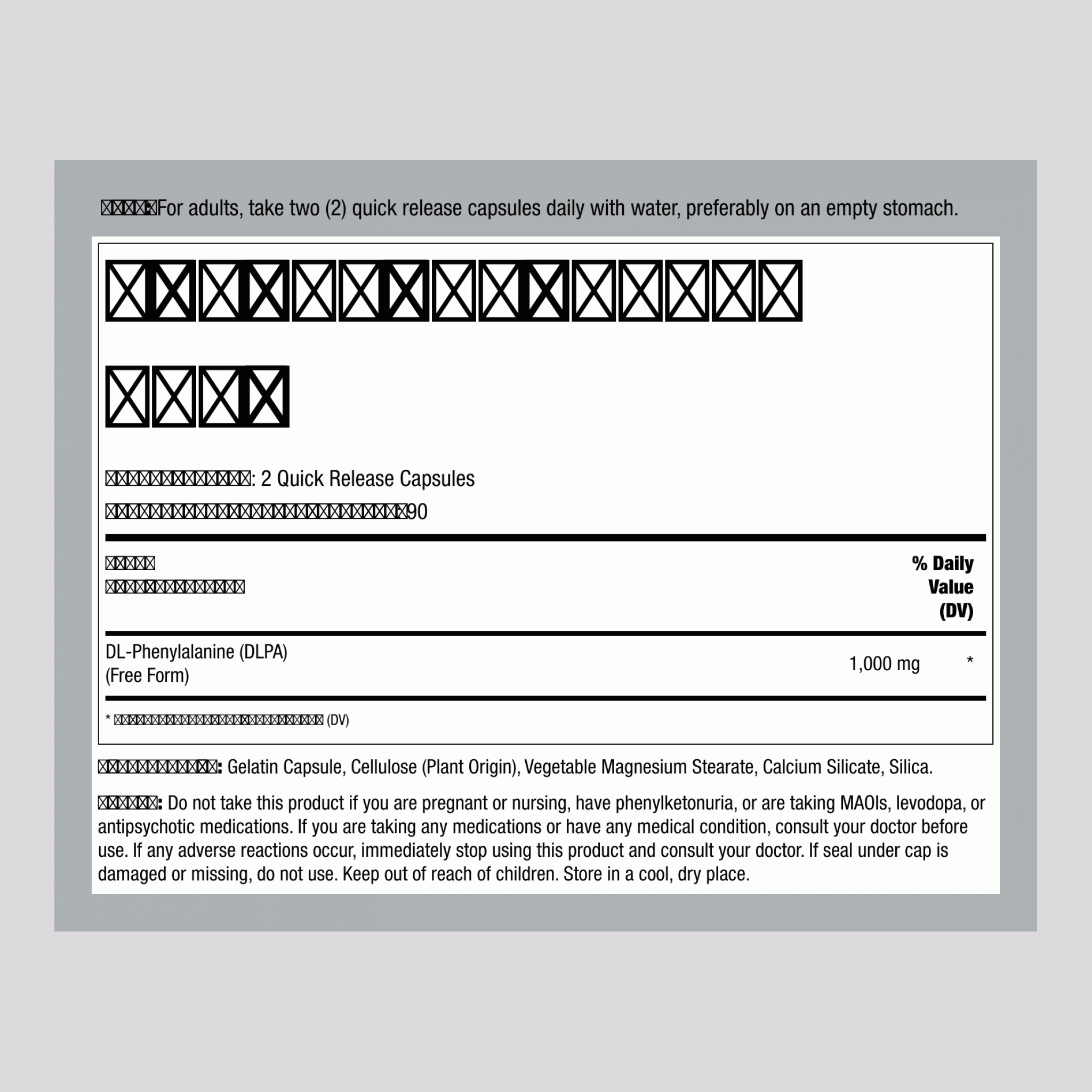 DL-Phenylalanine (DLPA), 1000 mg (per serving), 180 Quick Release Capsules
