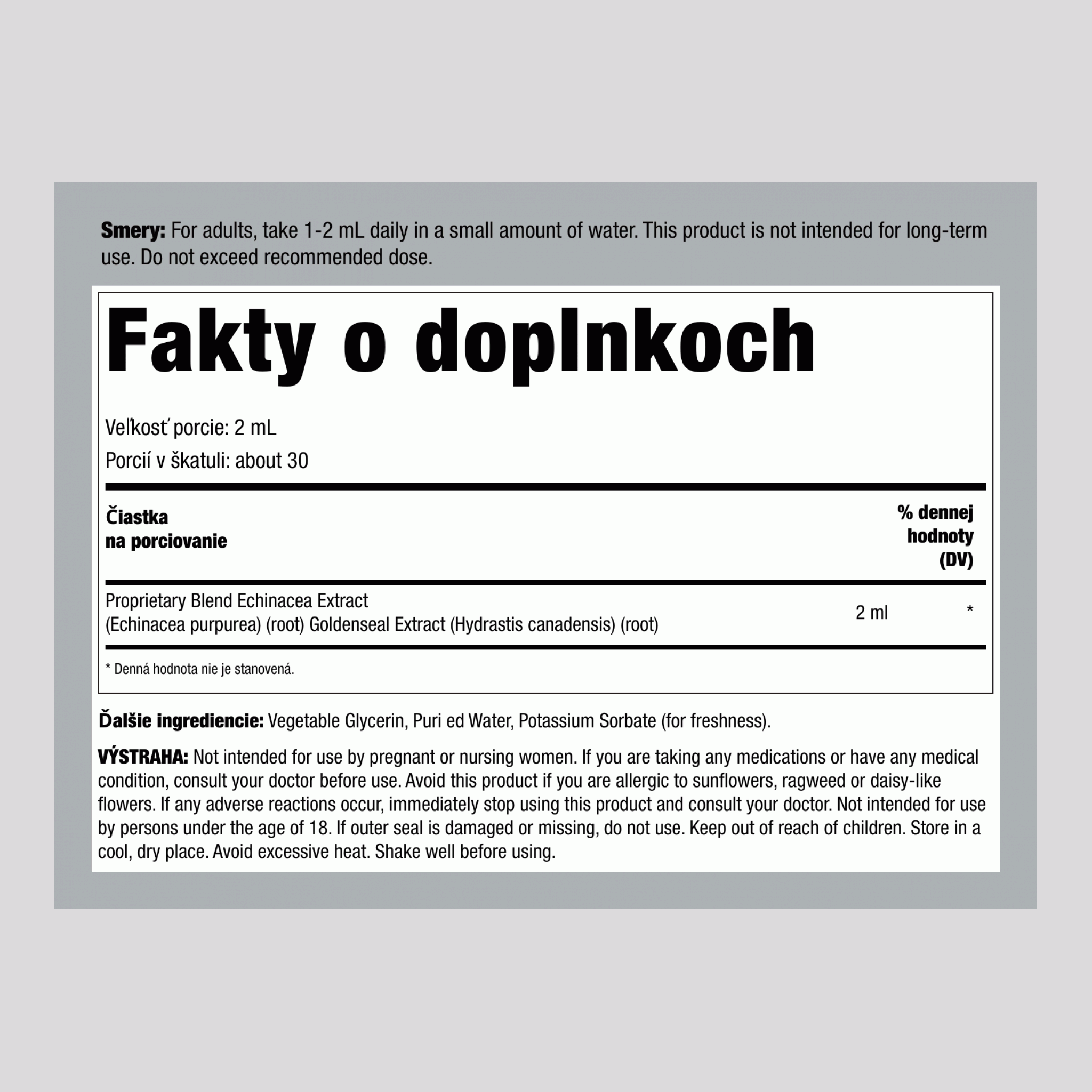 Extrakt z echinacey a zlatobyľu bez alkoholu, 2 fl oz (59 ml) kvapkacia fľaša