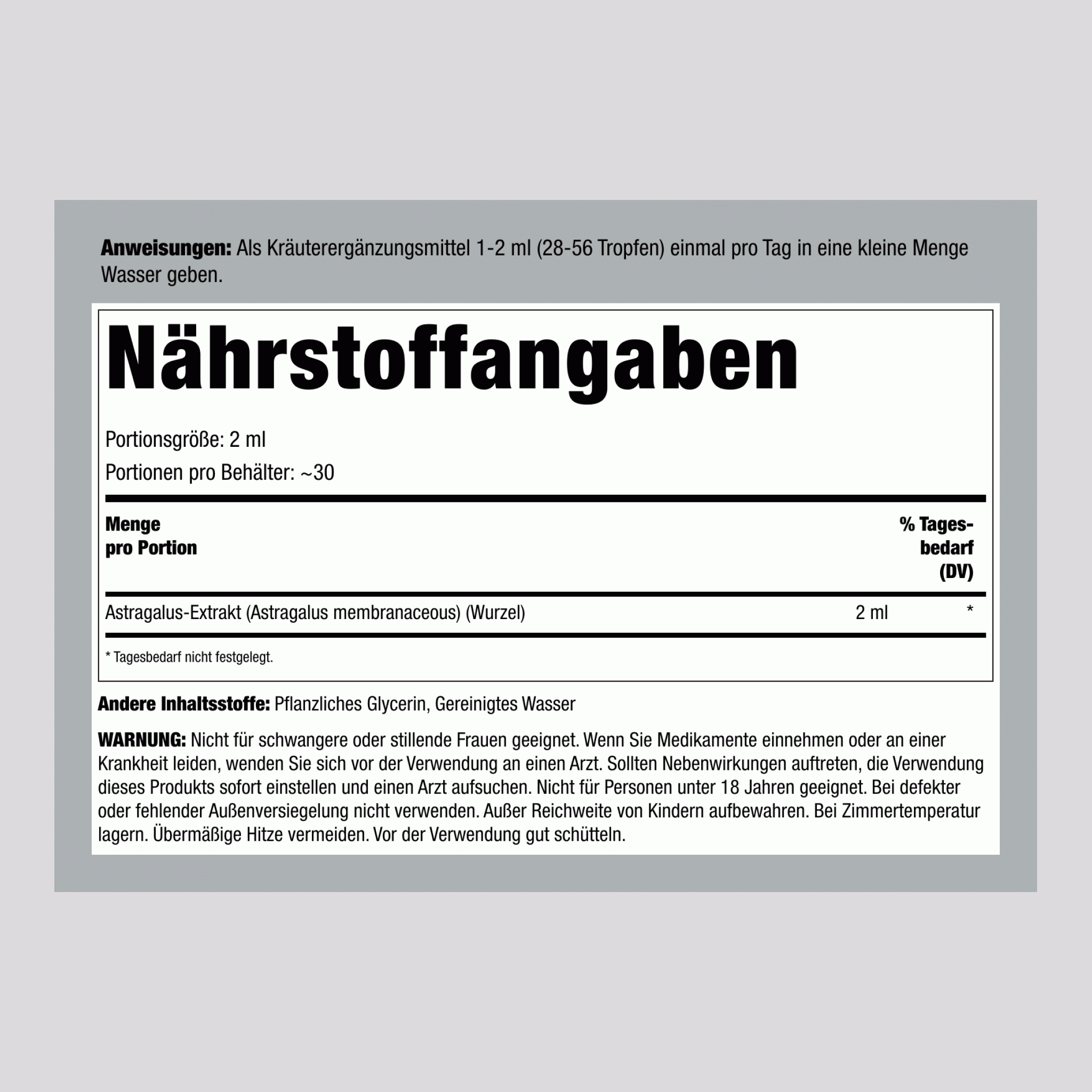 Alkoholfreier Astragaluswurzel-Liquidextrakt, 2 fl oz (59 mL) Tropfflasche