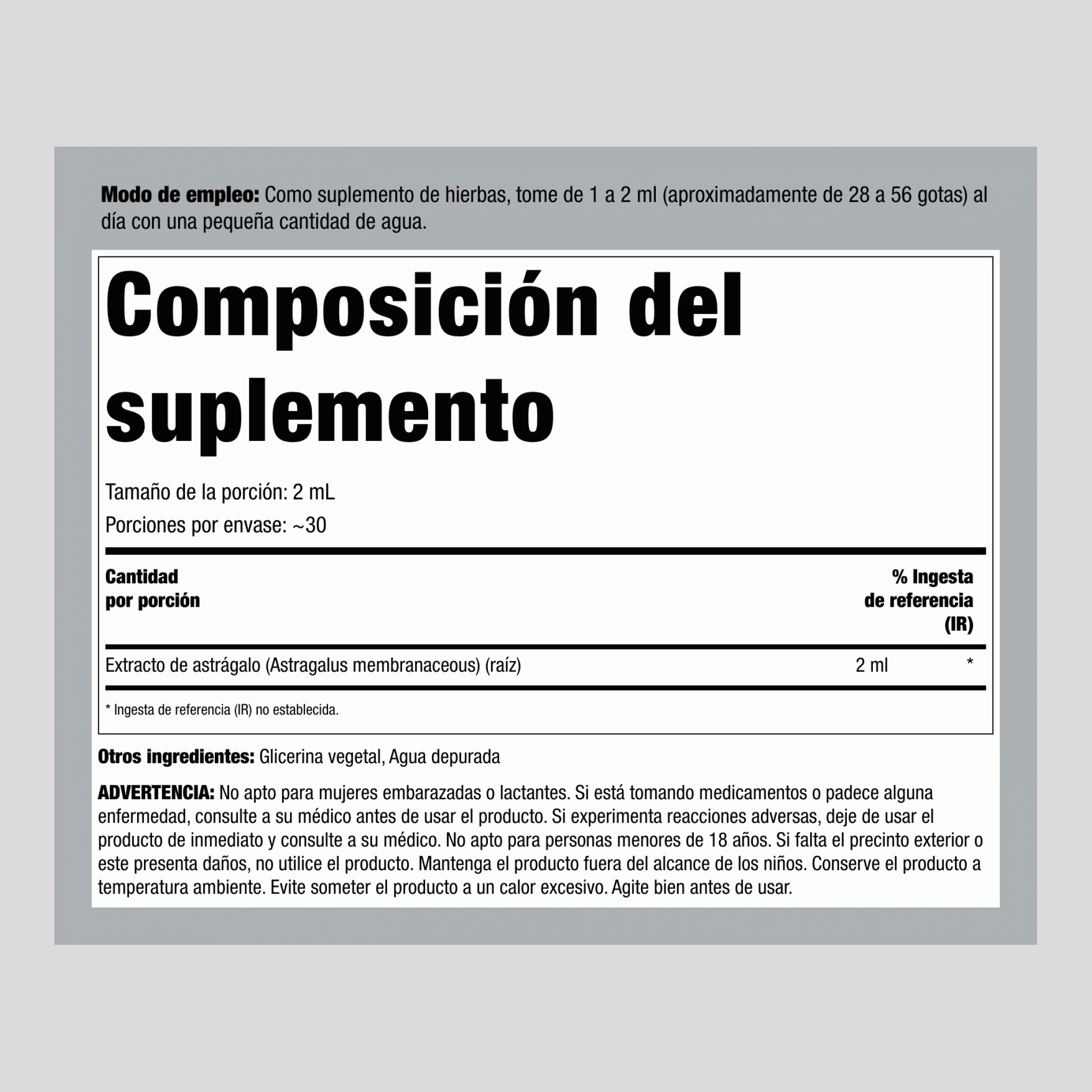 Extracto líquido de raíz de astrágalo sin alcohol, botella cuentagotas de 2 fl oz (59 mL)