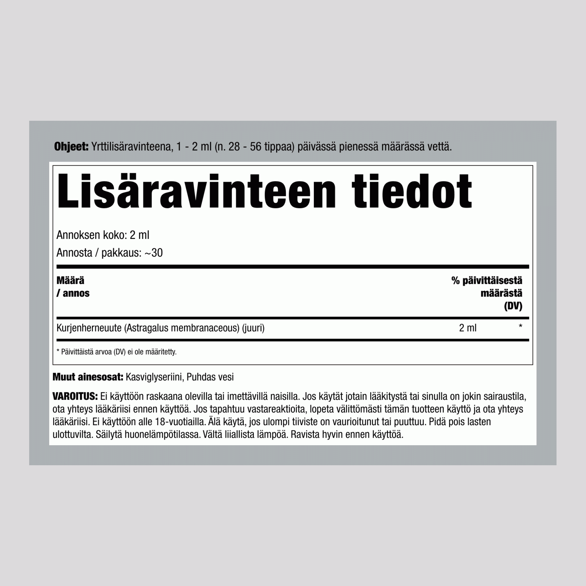Astragalus-juuri nestemäinen uute, alkoholiton, 2 fl oz (59 mL) pipettipullo
