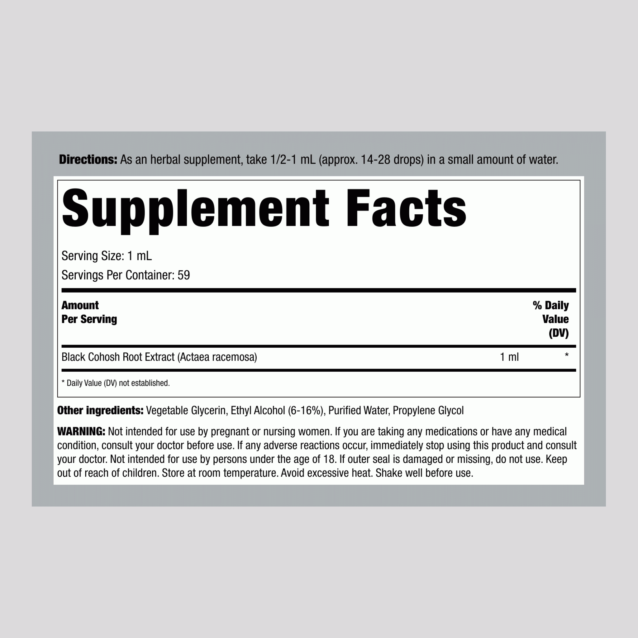 黑升麻根液體提取物 無酒精，2 液盎司（59 毫升）滴管瓶
