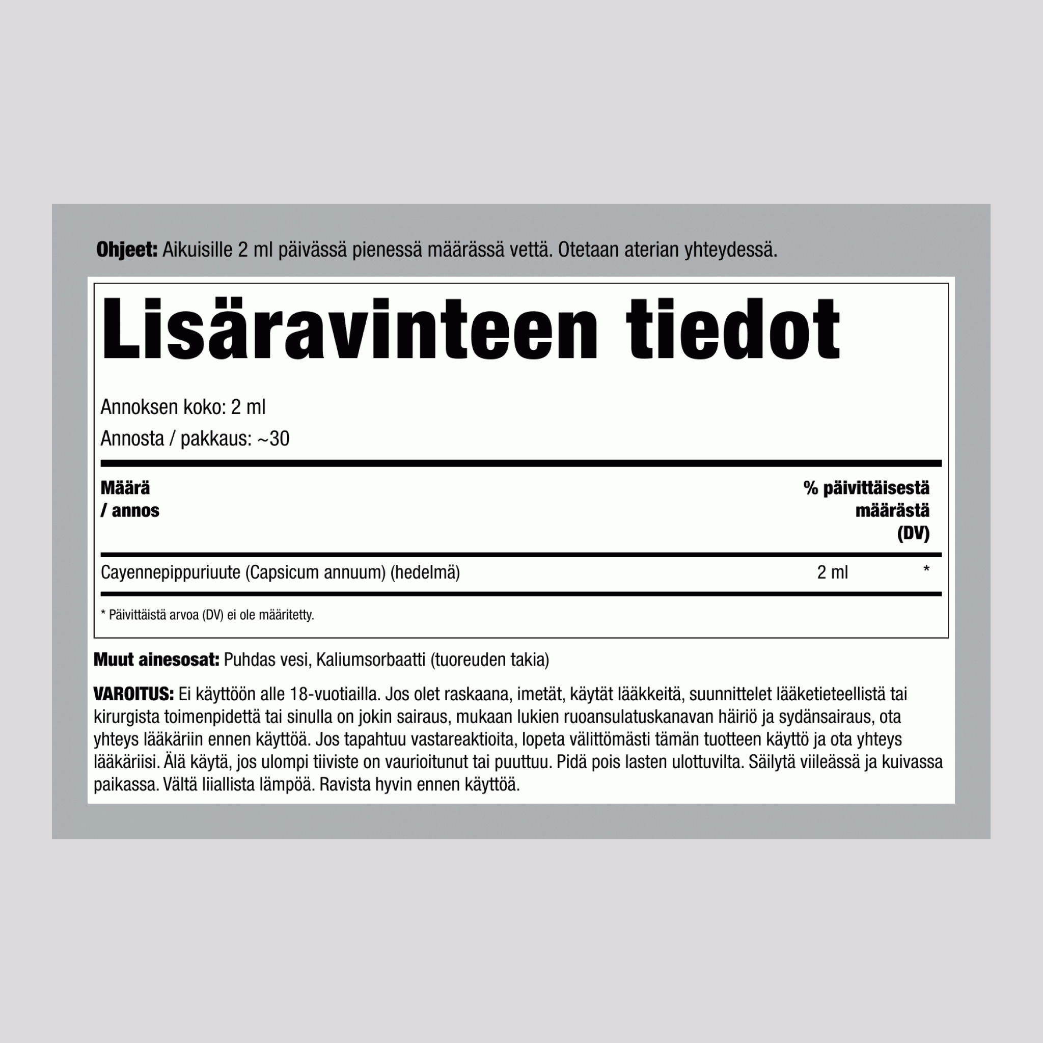 Cayenne-nestemäinen uute, alkoholiton, 2 fl oz (59 ml) tiputuspullo