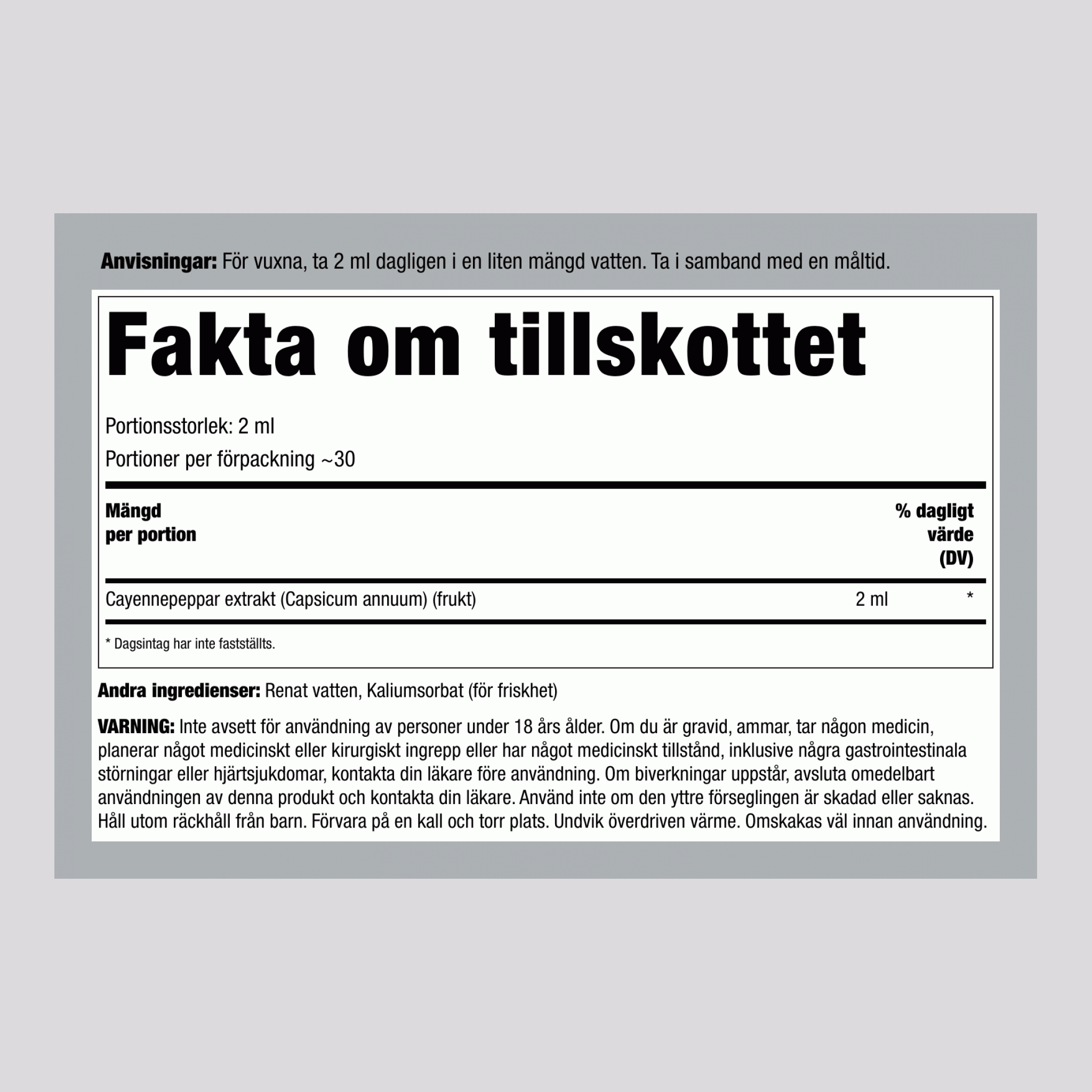 Cayenne Flytande Extrakt Alkoholfritt, 59 ml Droppflaska