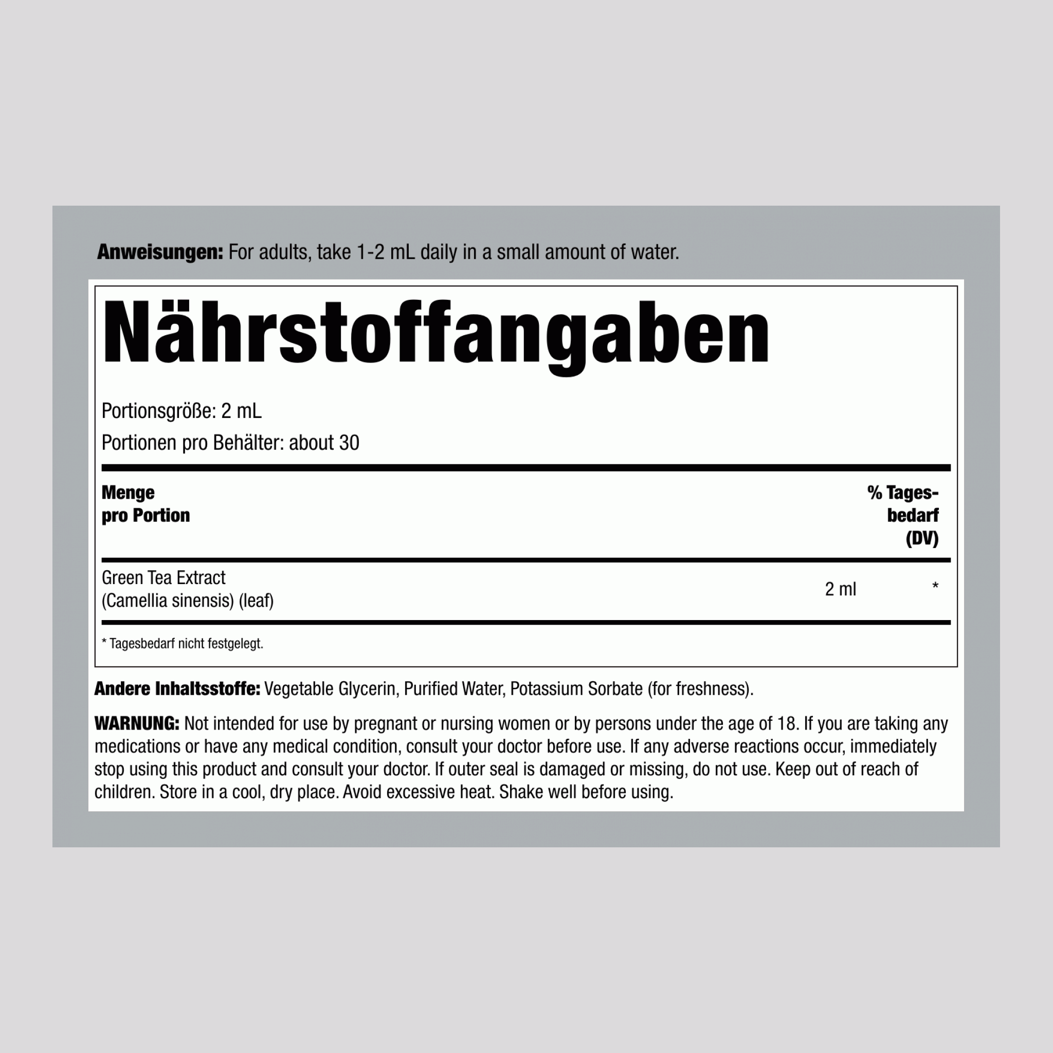 Grüntee Flüssigextrakt, 59 ml (2 fl oz) Tropfflasche