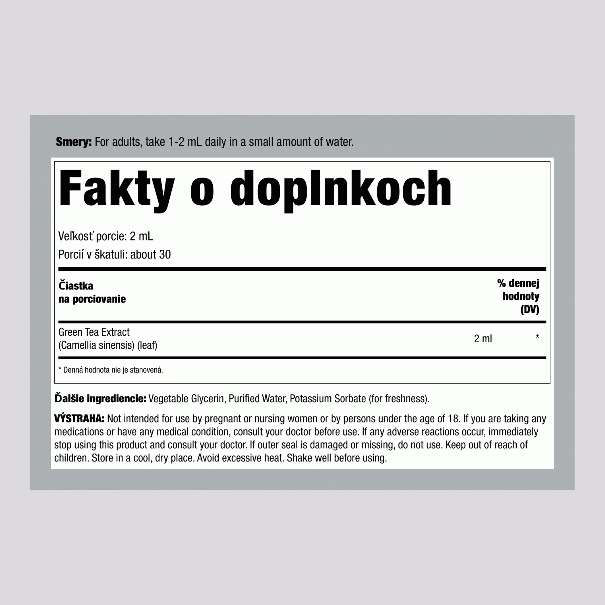 Extrakt zo zeleného čaju v tekutej forme, kvapkadlo 2 fl oz (59 ml)