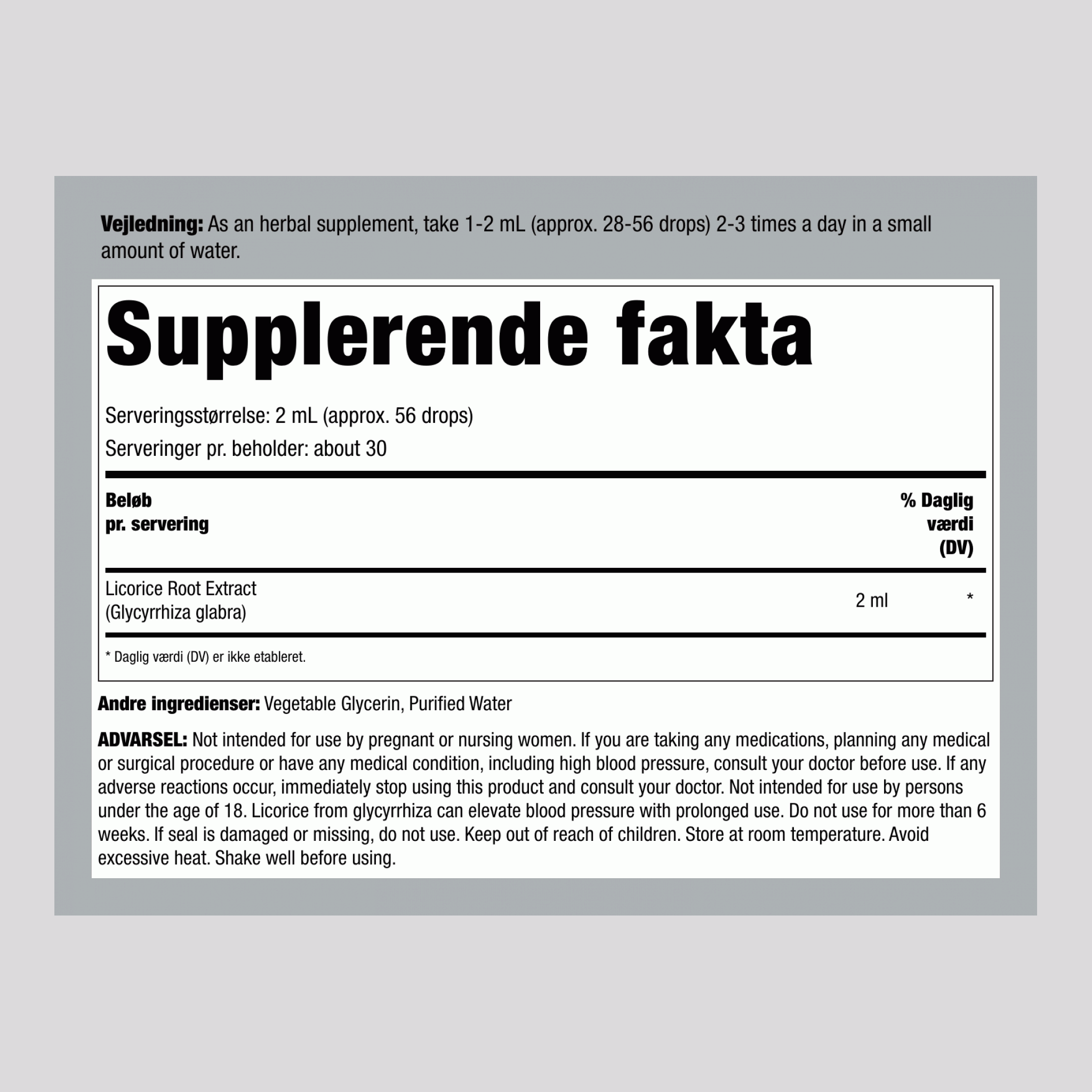 Lakridserod Flydende Ekstrakt Alkoholfri, 2 fl oz (59 mL) Pipetteflaske