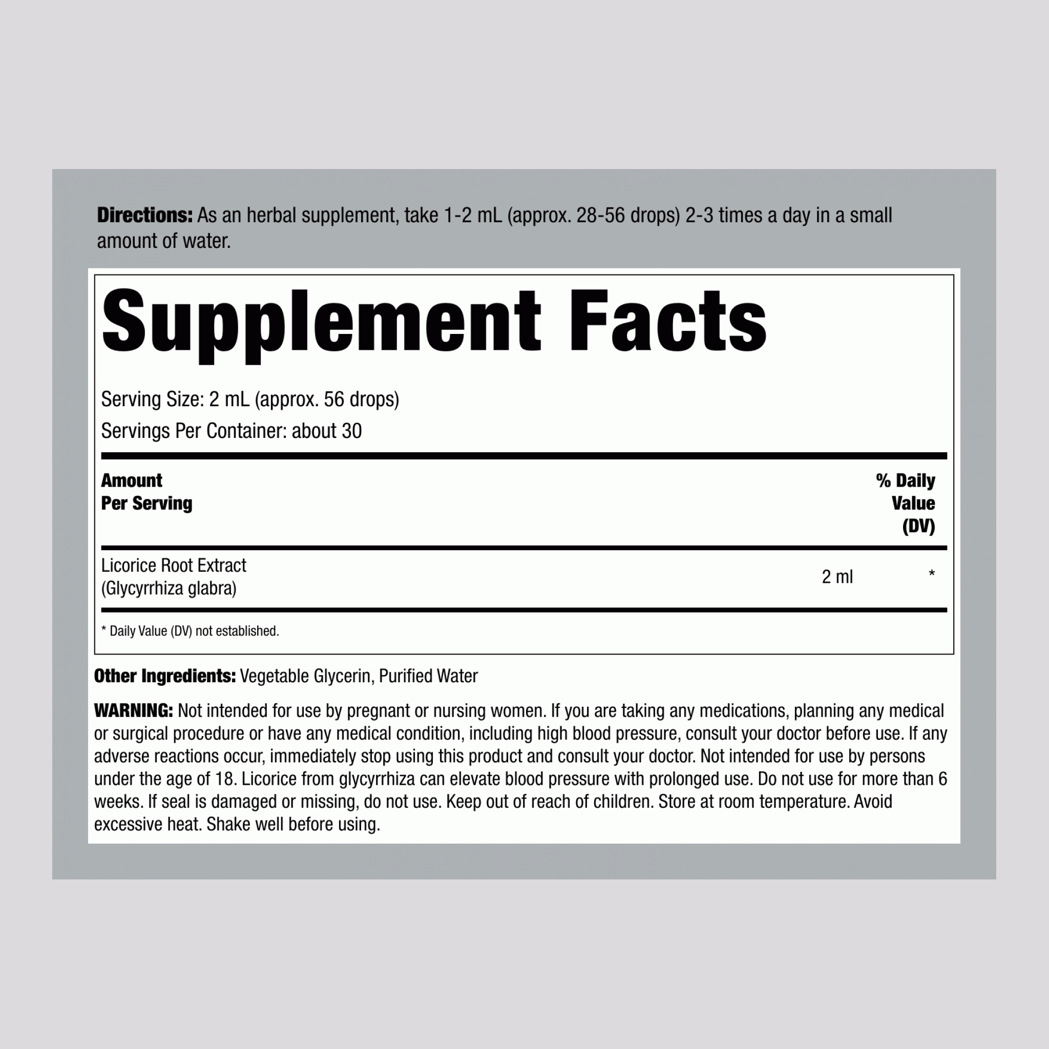 甘草根液體萃取不含酒精，2 液量盎司（59 毫升）滴管瓶