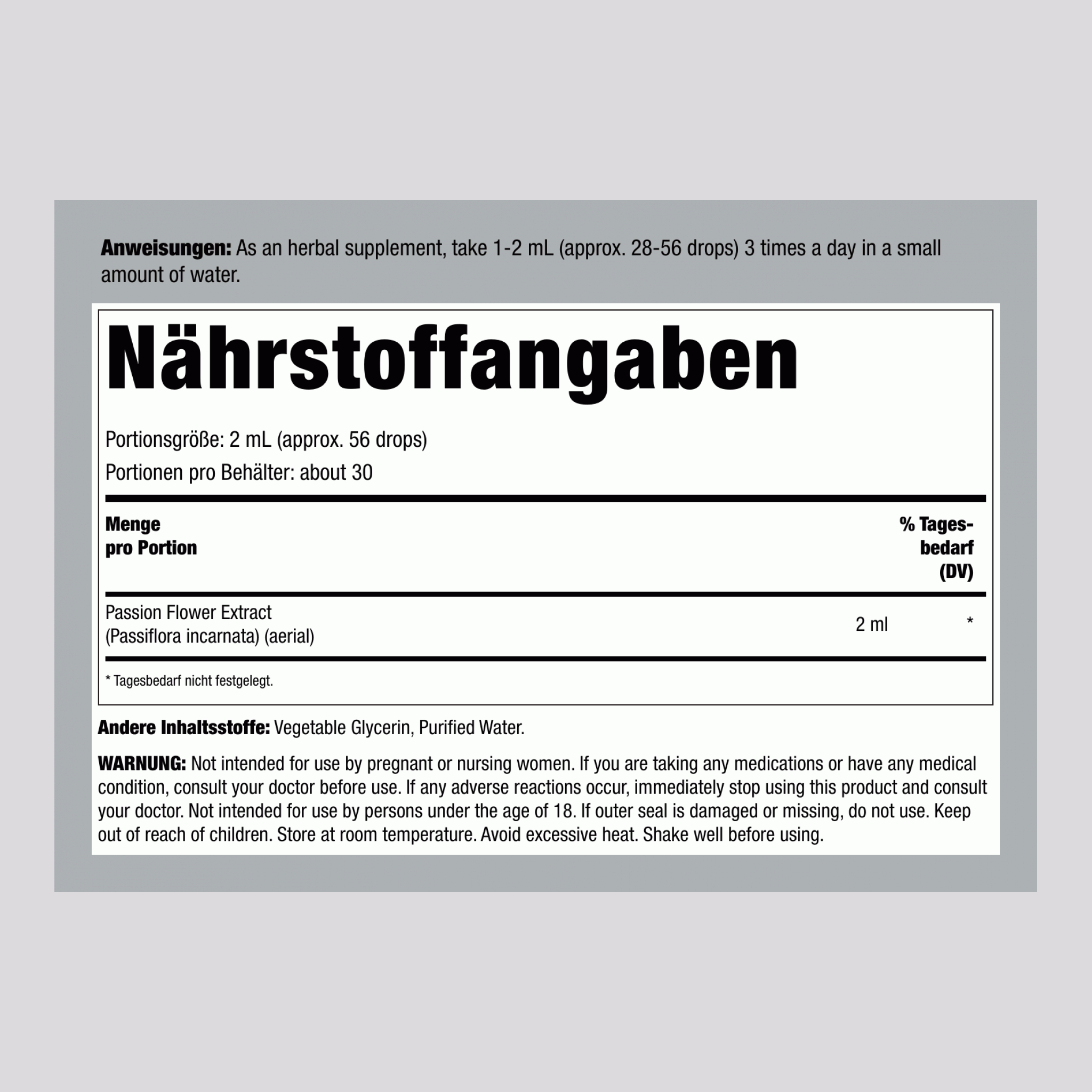 Passionsblume Flüssigextrakt Alkohol Frei, 2 fl oz (59 mL) Tropfflasche