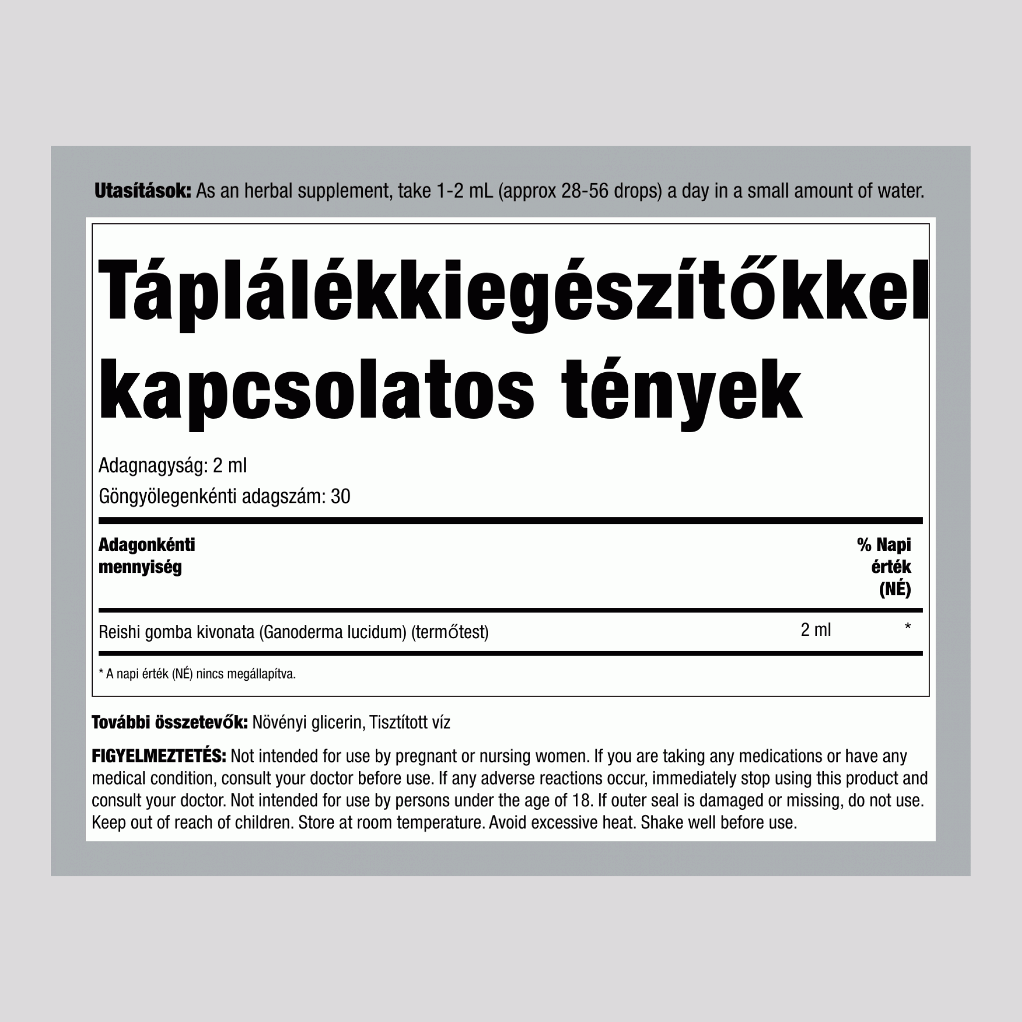 Reishi Gombakivonat, 2 fl oz (59 mL) Cseppentős Üveg