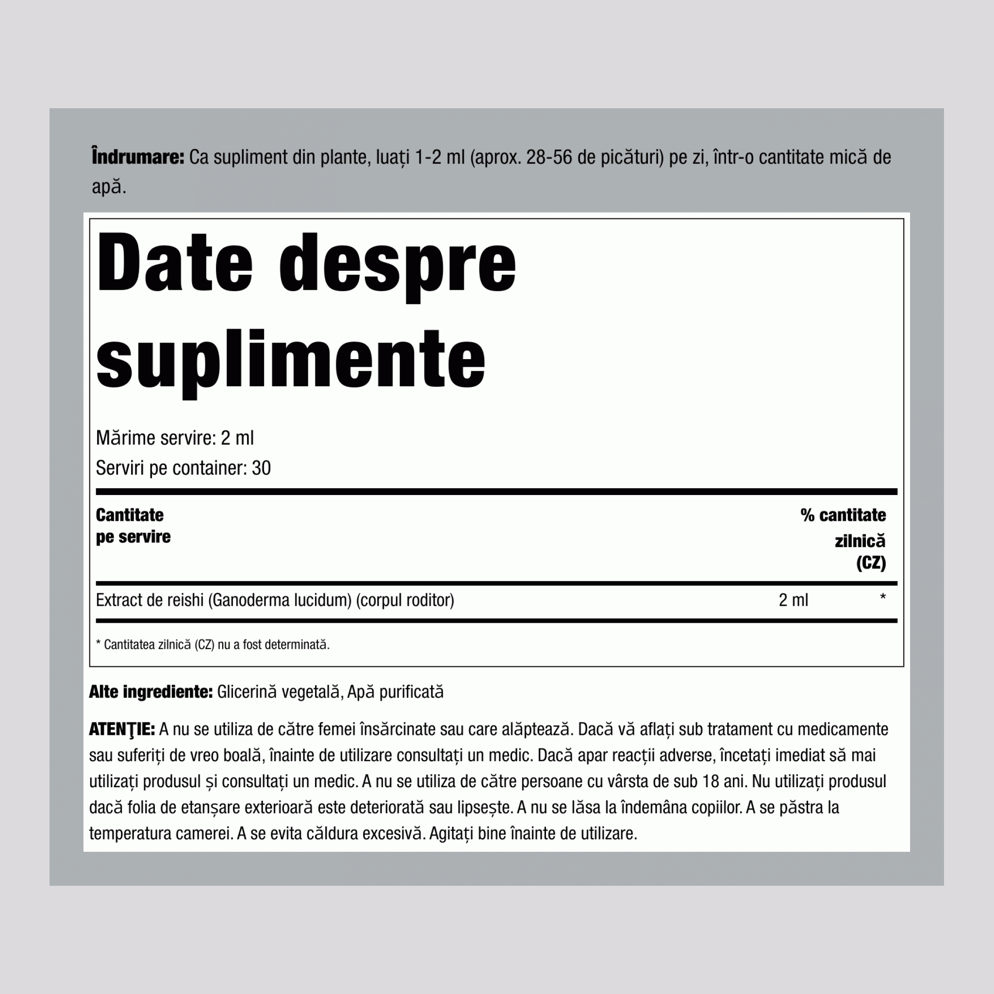 Extract lichid din ciuperca Reishi, 2 fl oz (59 mL) sticlă cu pipetă