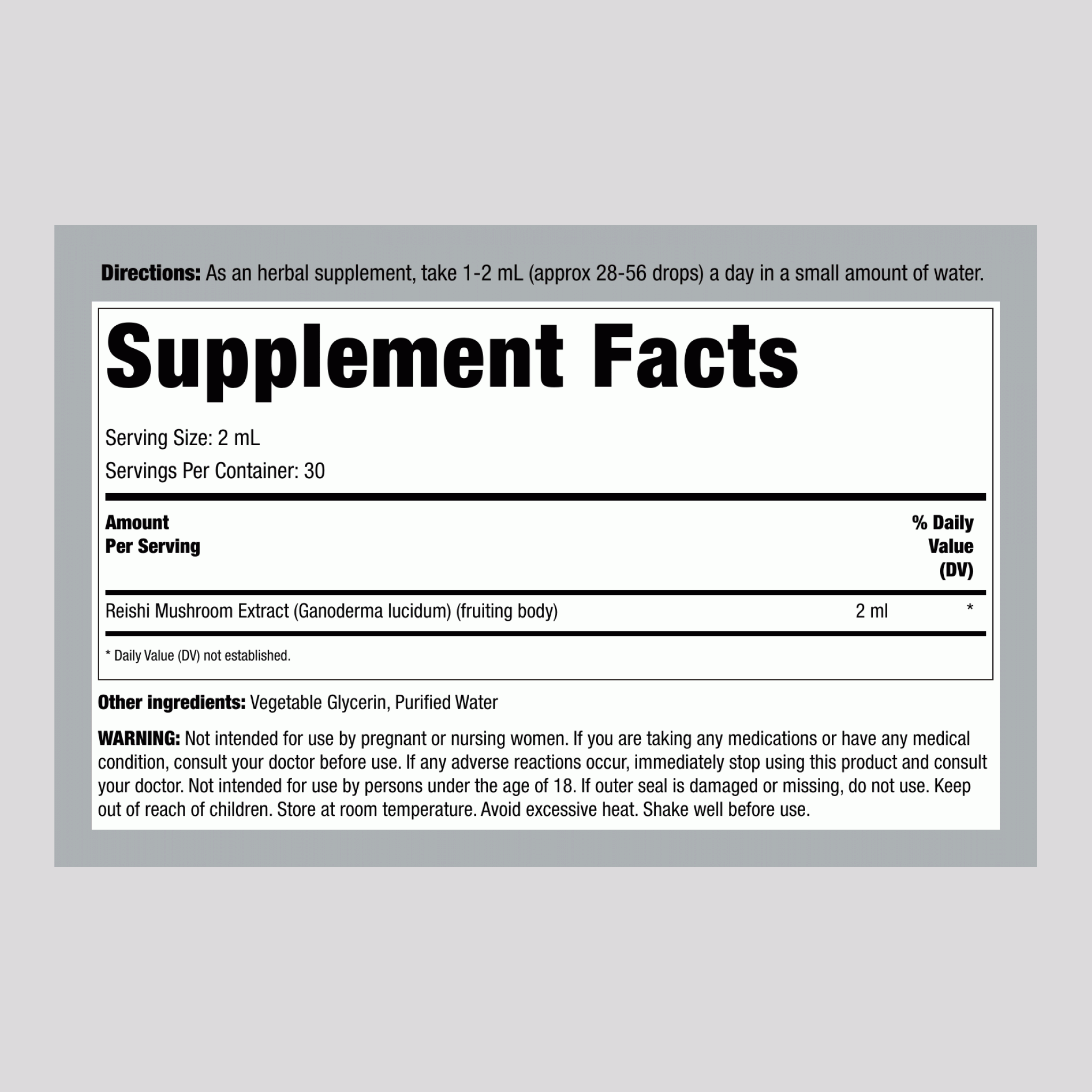 靈芝液體萃取液，2液體盎司（59毫升）滴管瓶