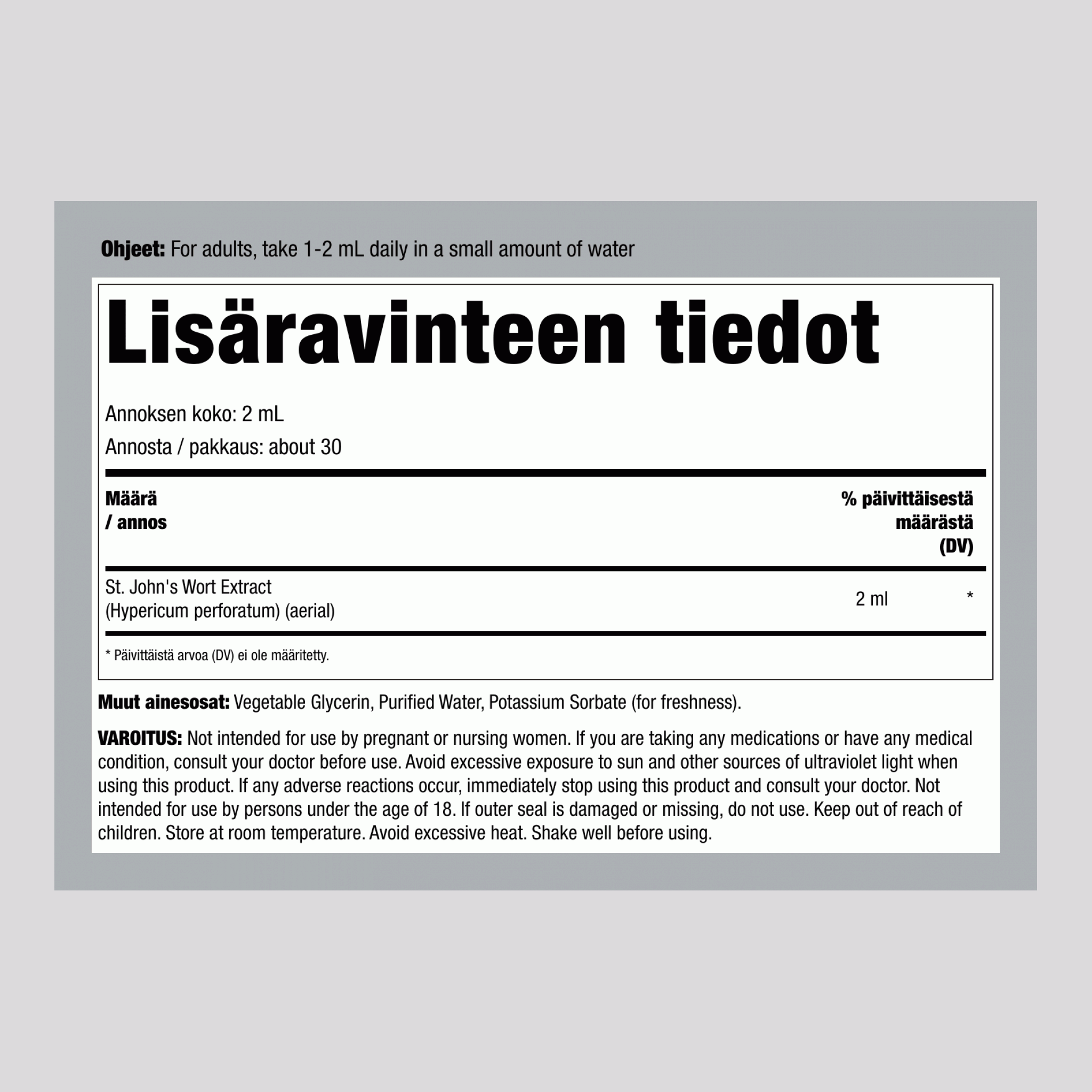 Mäkikuisma nestemäinen uute alkoholiton, 2 fl oz (59 mL) tiputinpullo